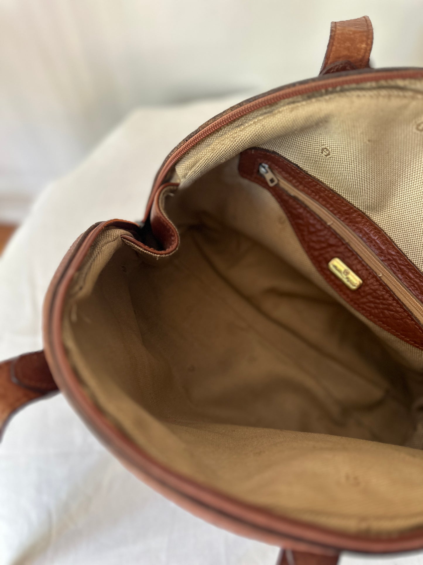 Etienne Aigner brown leather satchel