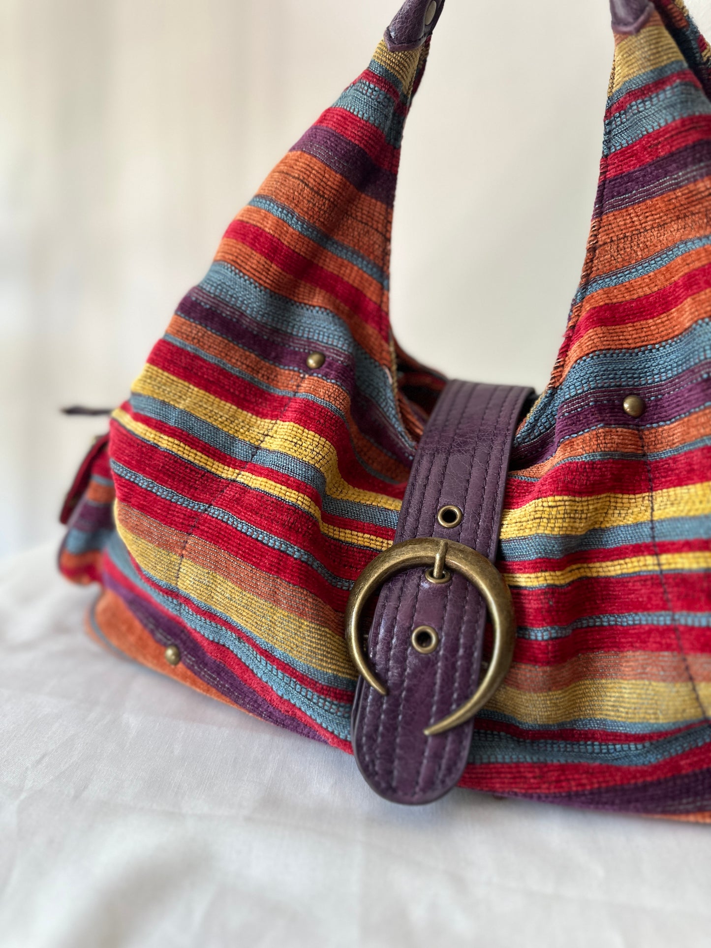 colourful corduroy handbag