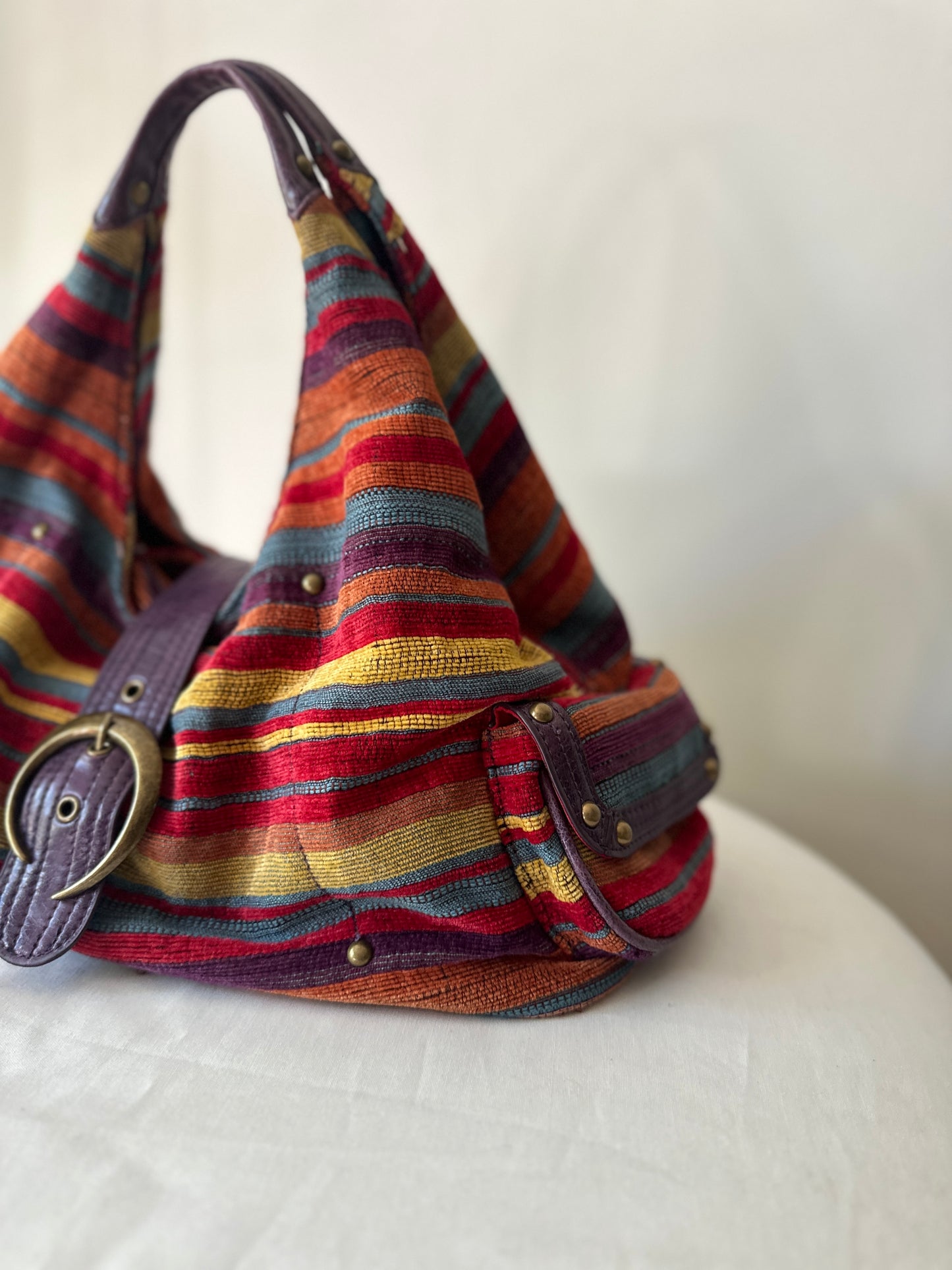 colourful corduroy handbag