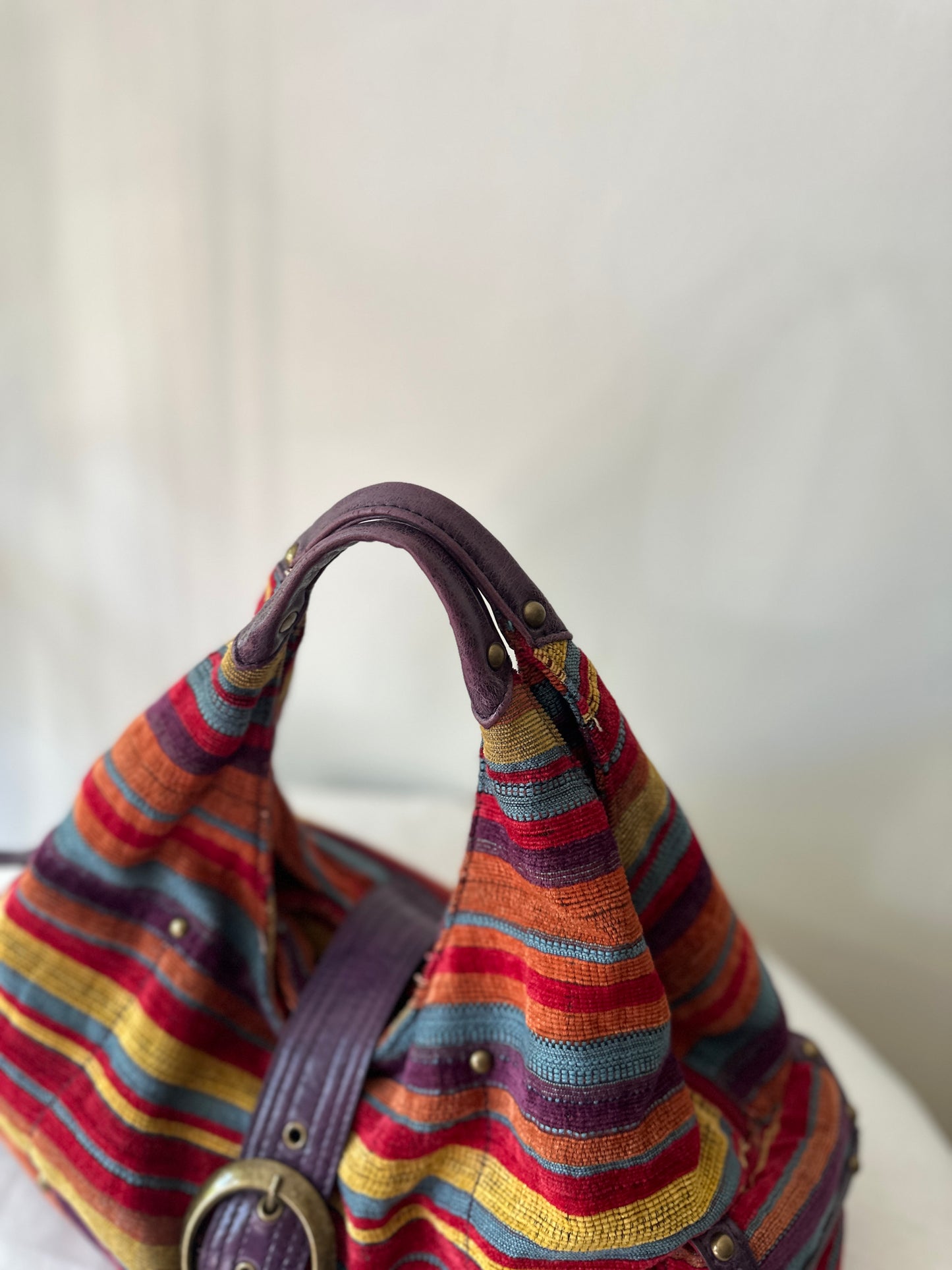 colourful corduroy handbag