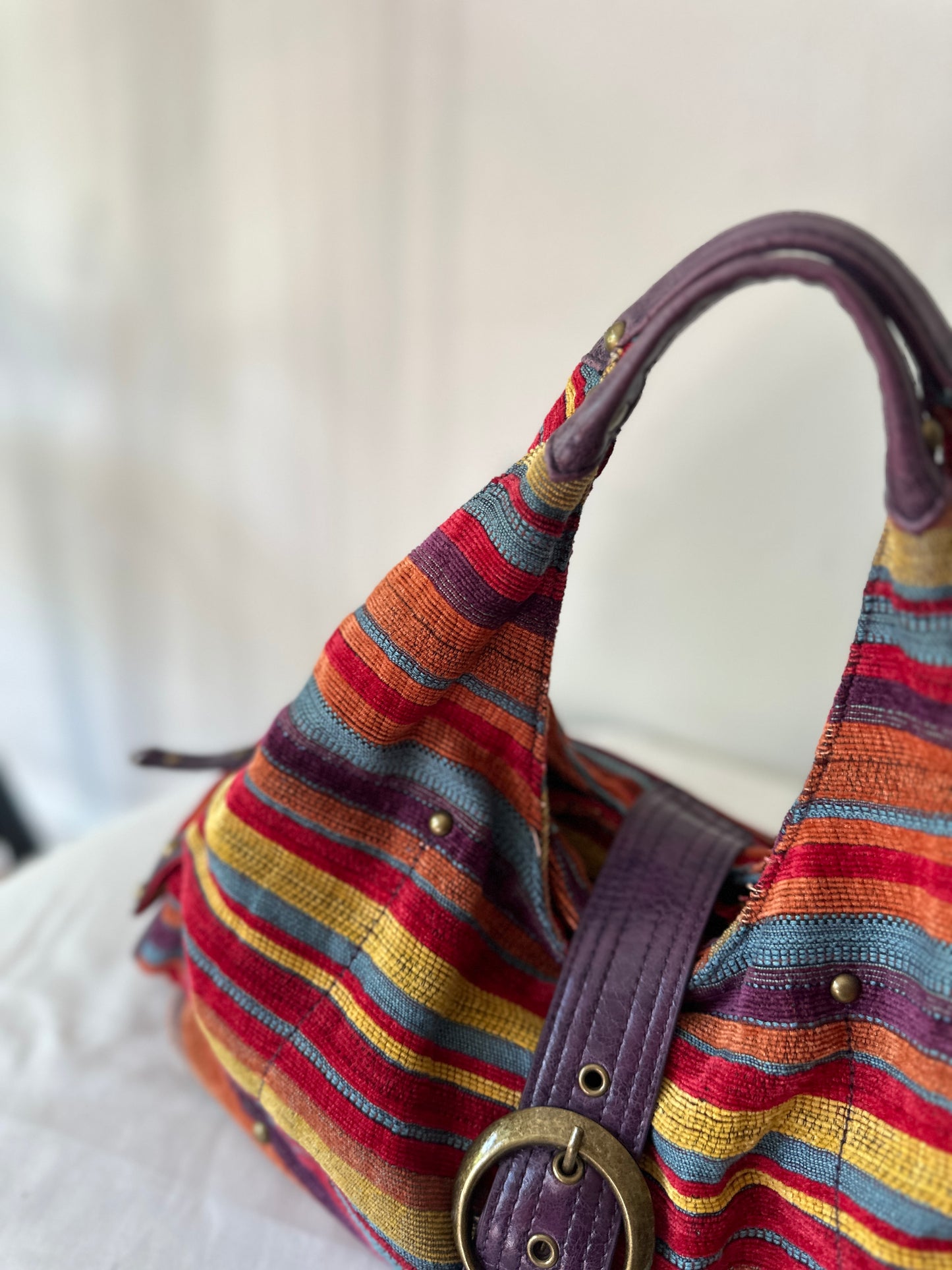 colourful corduroy handbag