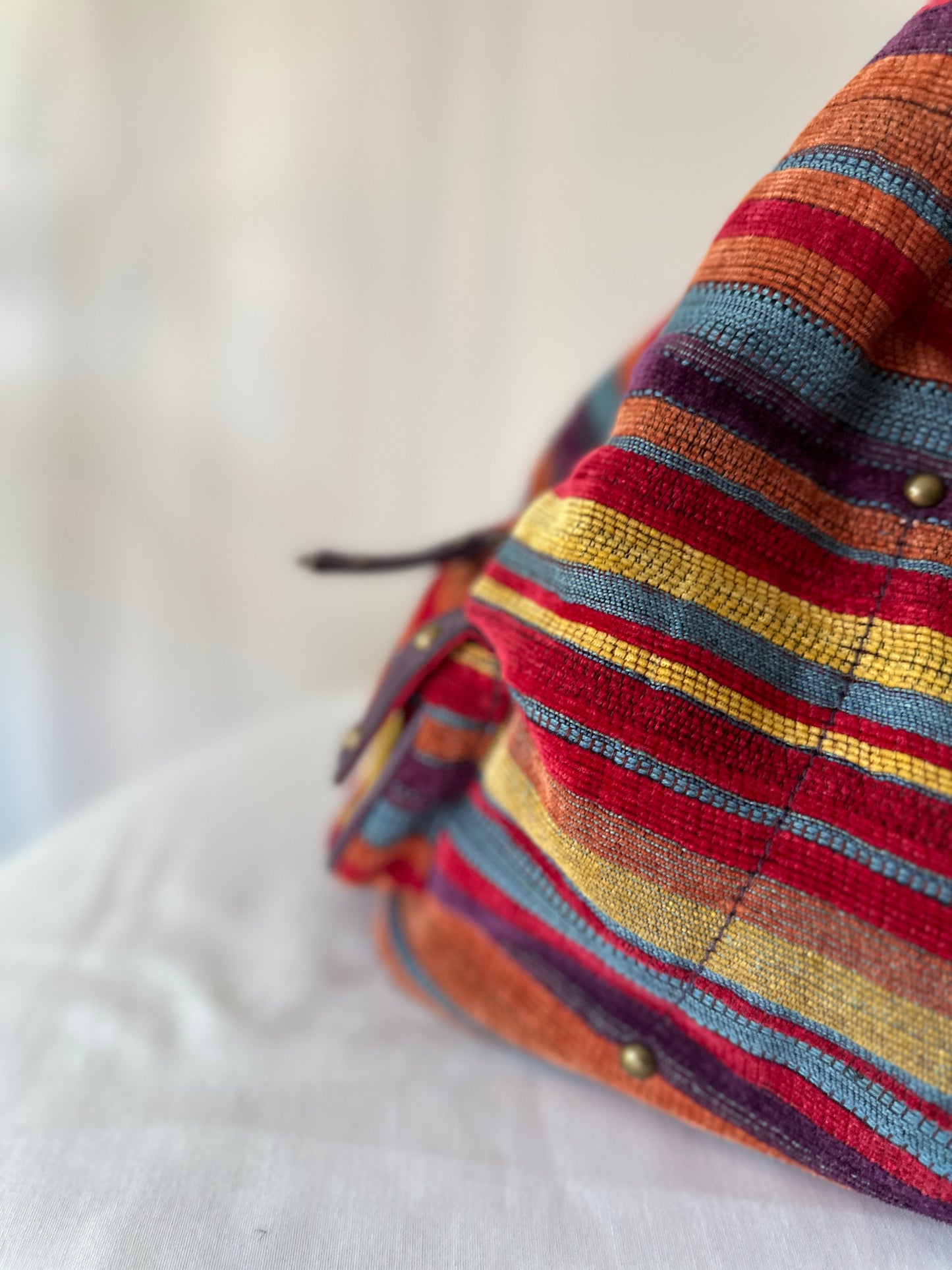 colourful corduroy handbag