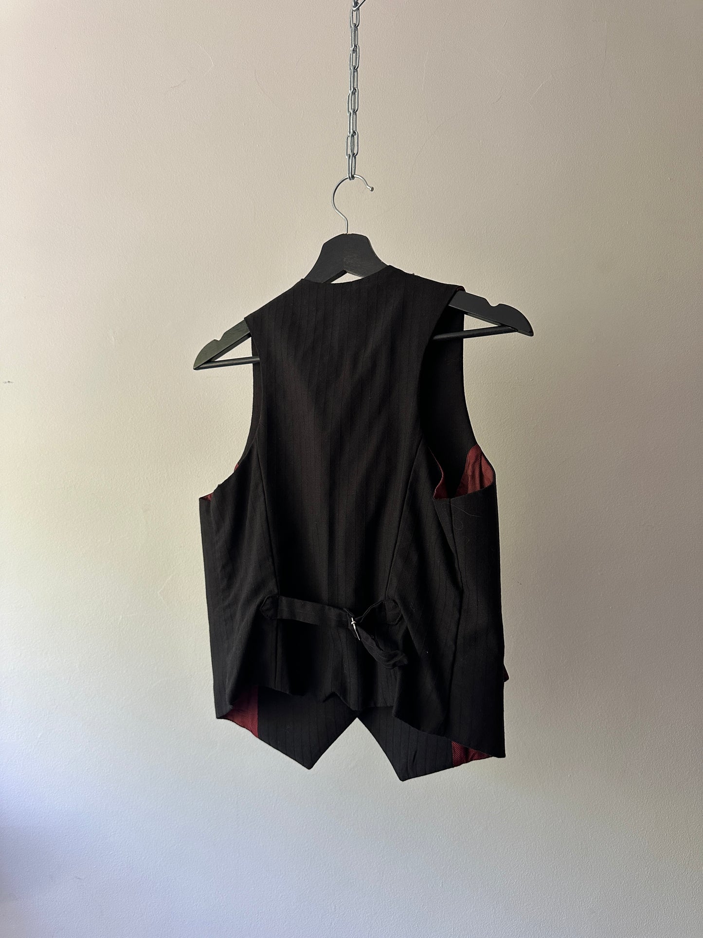 low cut black waistcoat