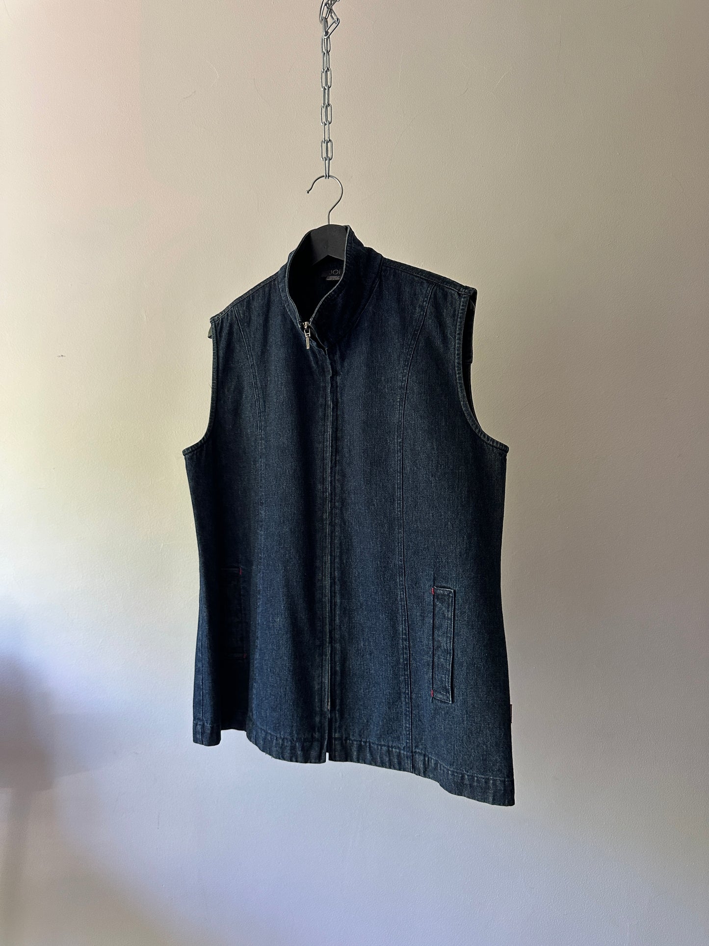 denim zip up vest