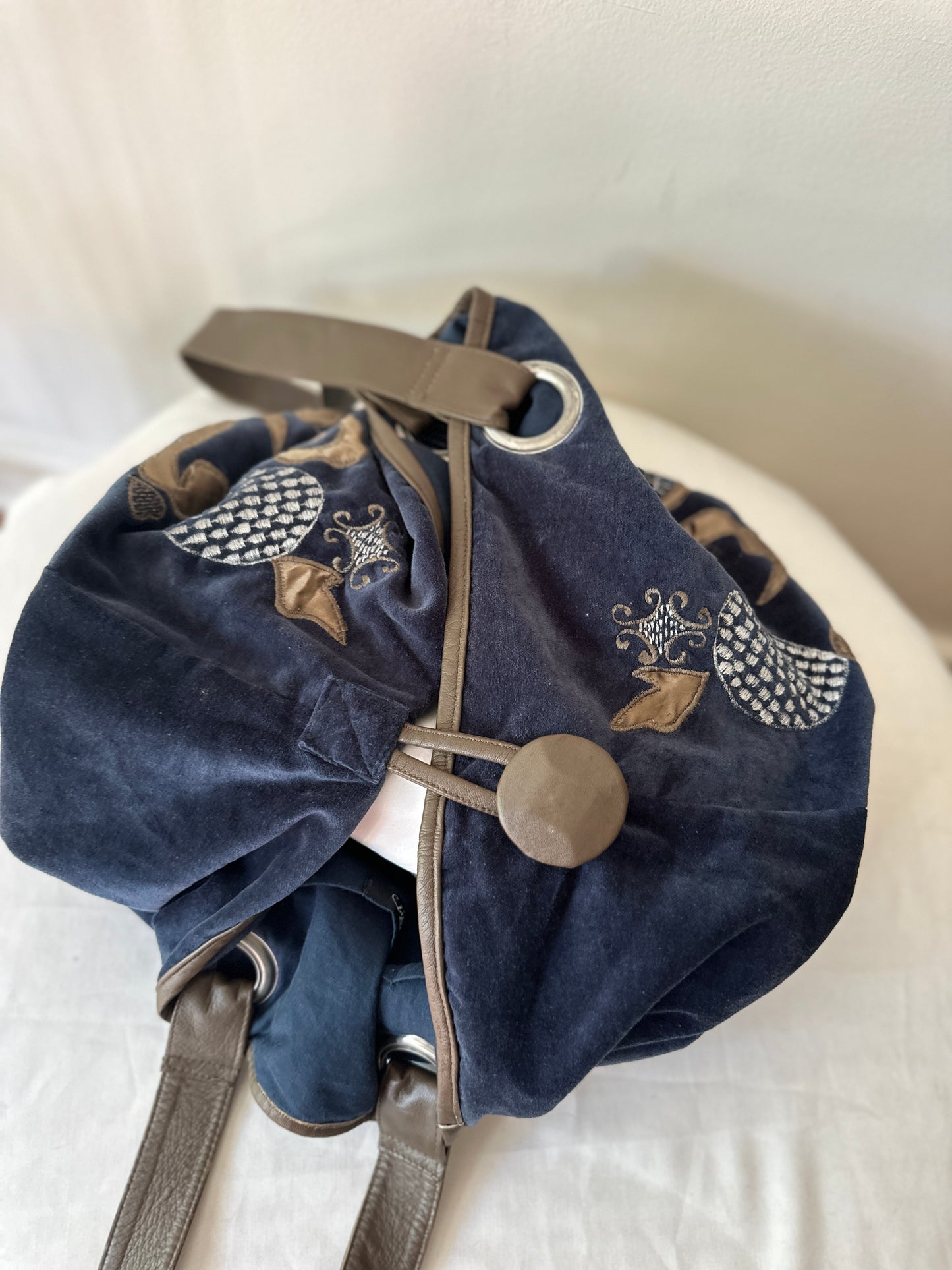 blue velvet shoulder bag