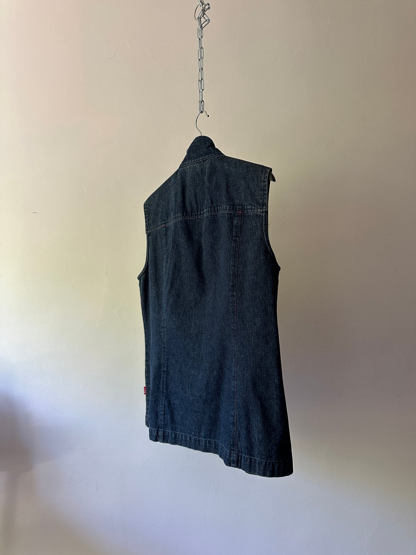 denim zip up vest