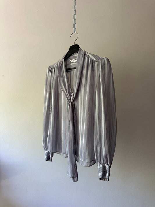 sheer multicoloured pinstripe blouse