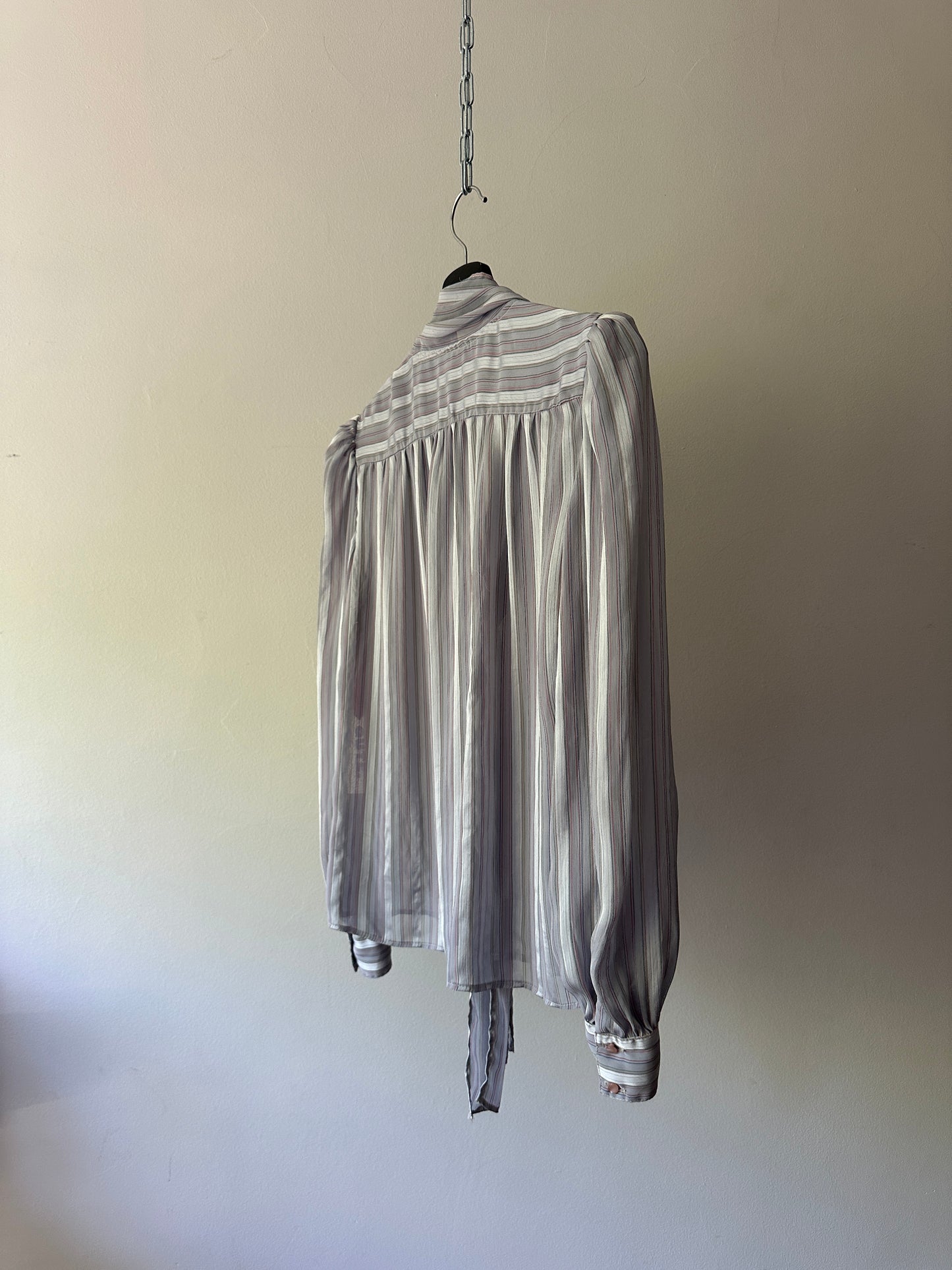 sheer multicoloured pinstripe blouse