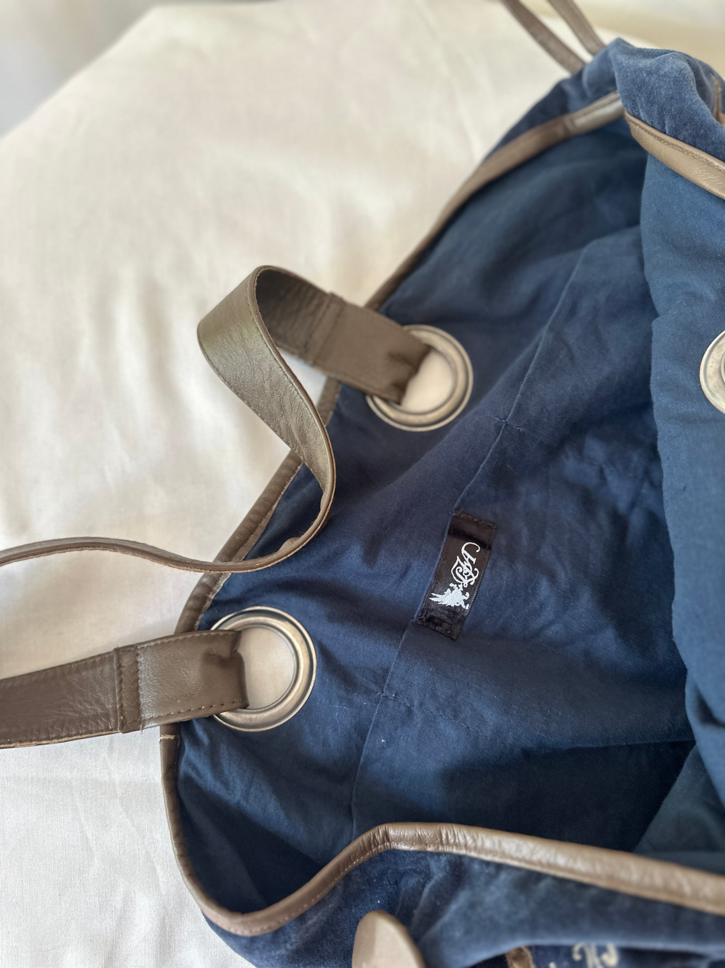 blue velvet shoulder bag