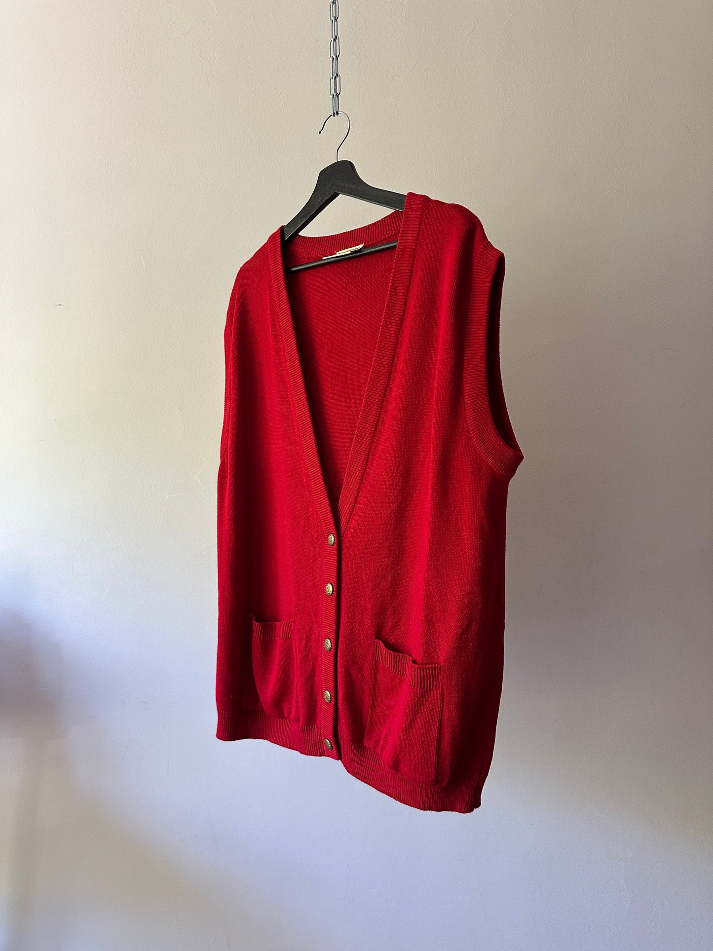 red wool button up vest