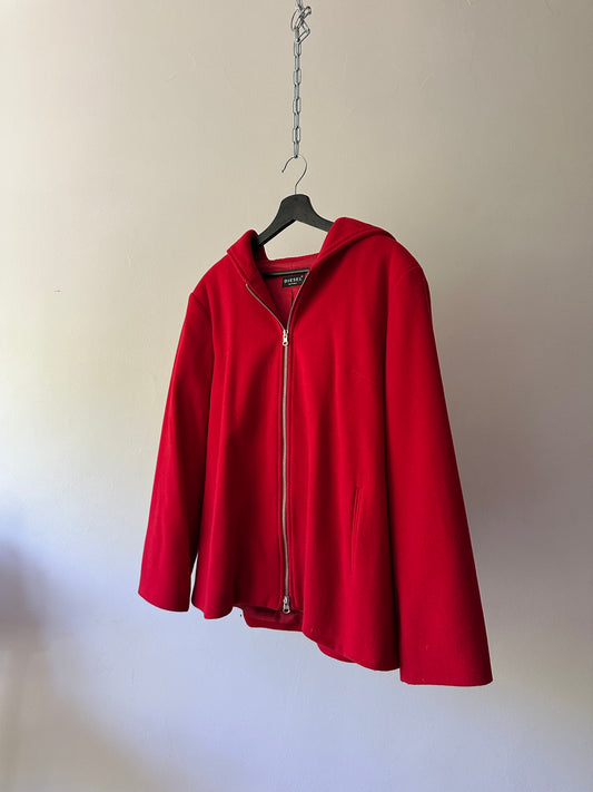 Diesel red wool double zip up coat
