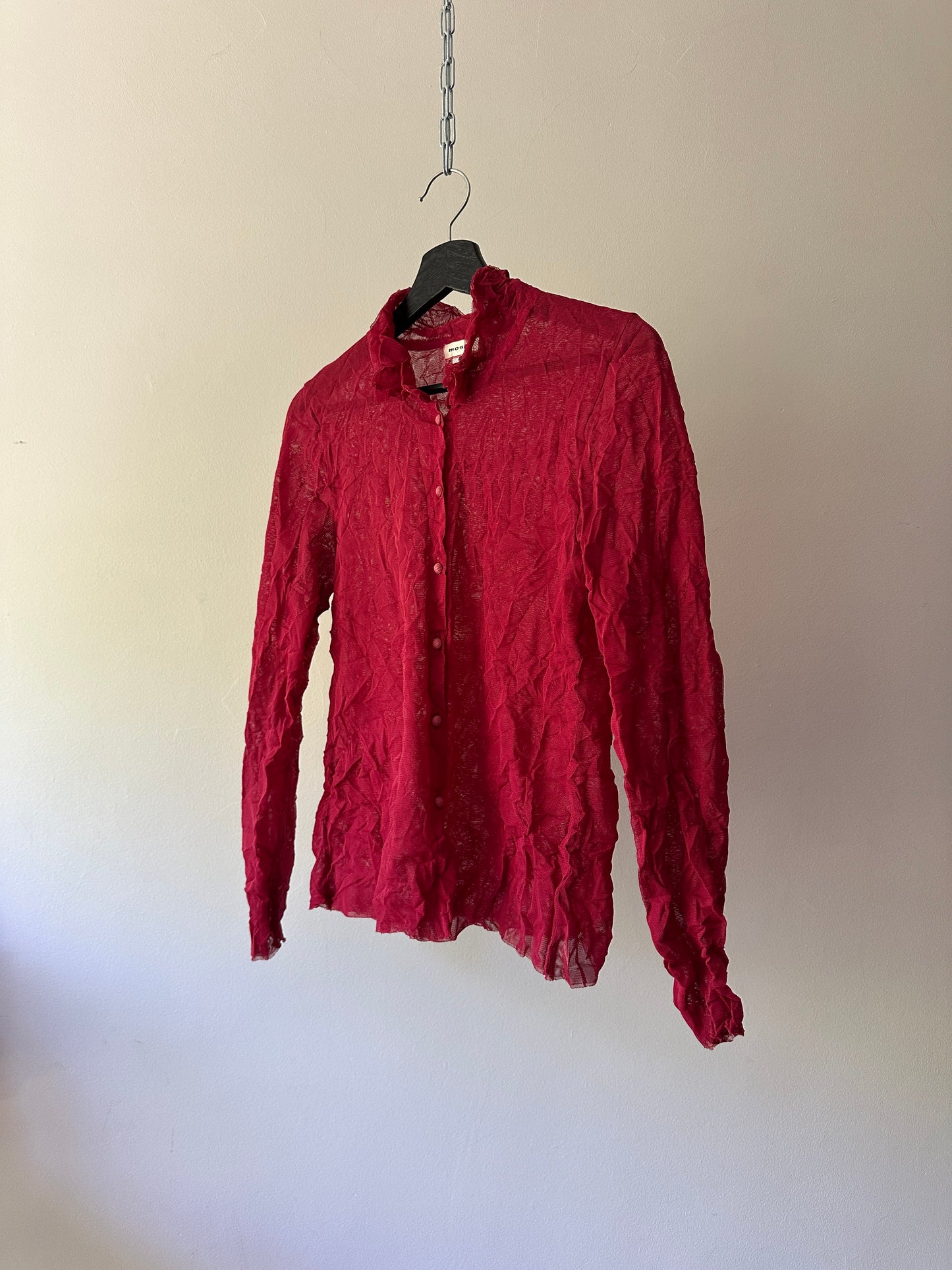 sheer scrunched button up