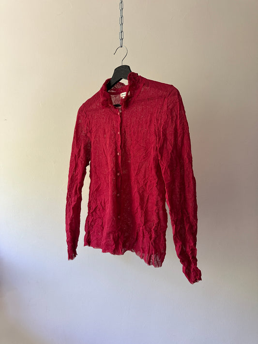 sheer scrunched button up