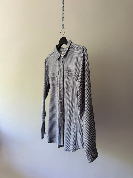 blue & white button up