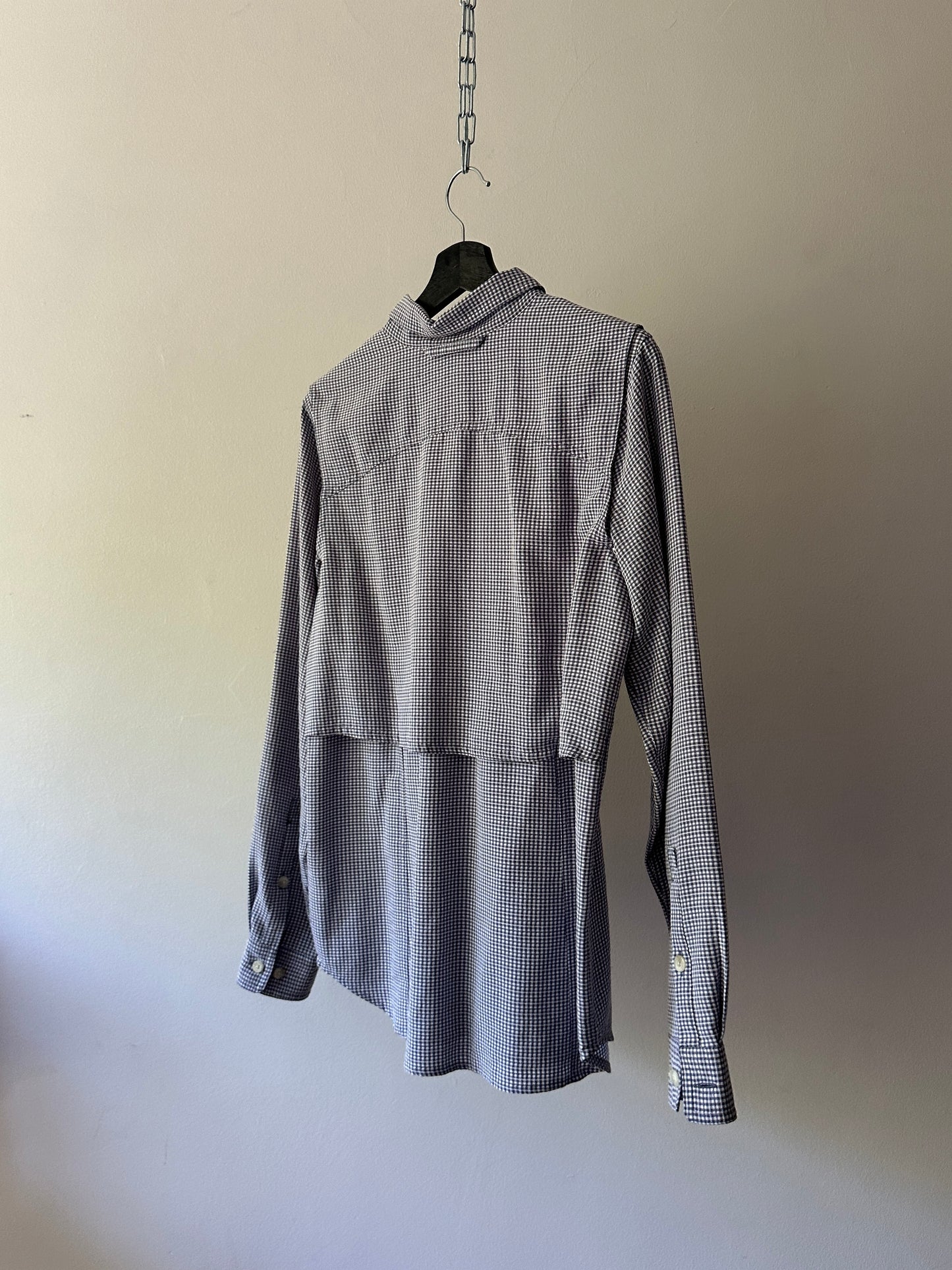 blue & white button up