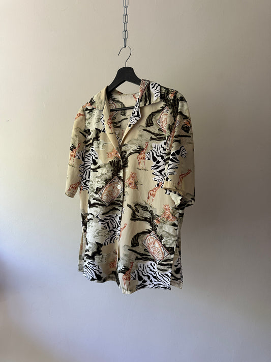 cool safari type printed button up
