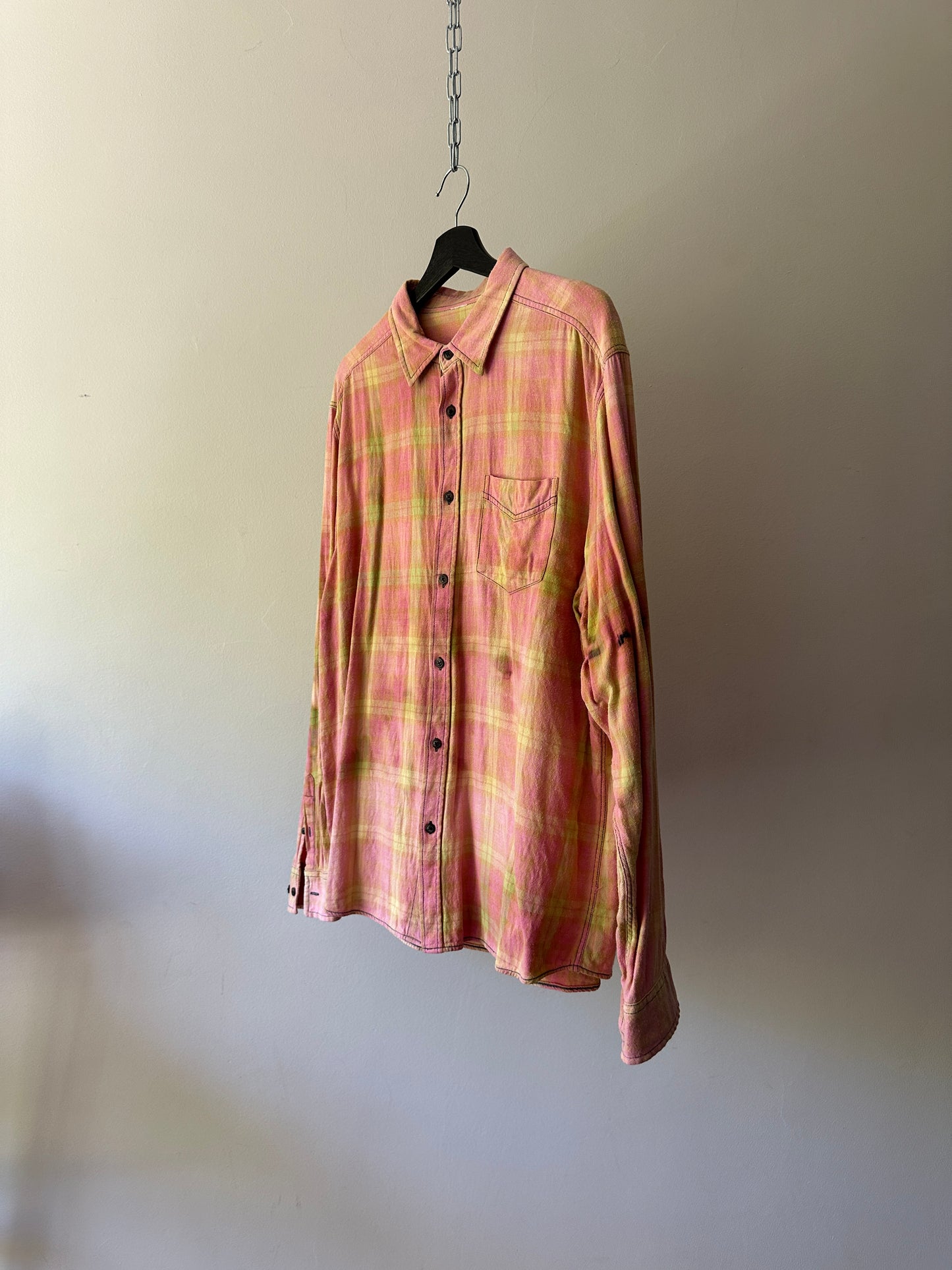 bleached flannel button up