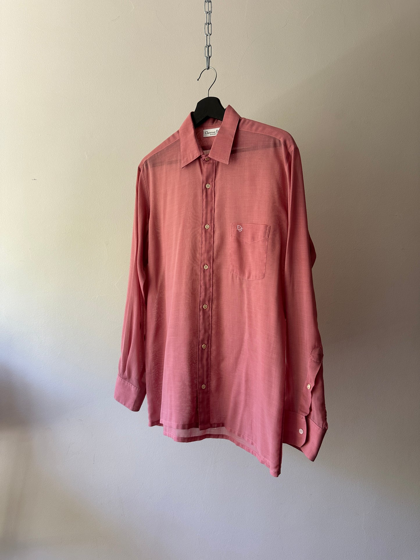 Christian Dior sheer coral button up