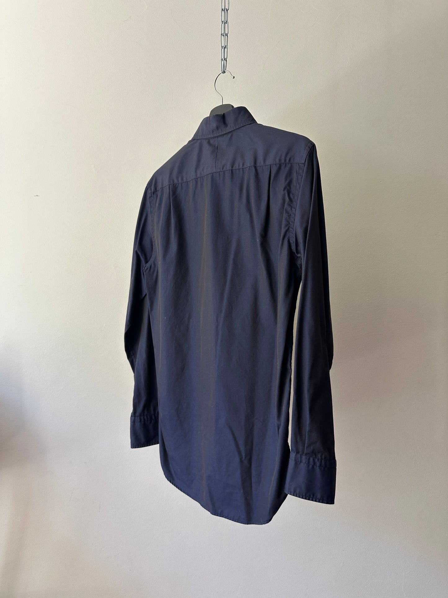 navy opaque button up