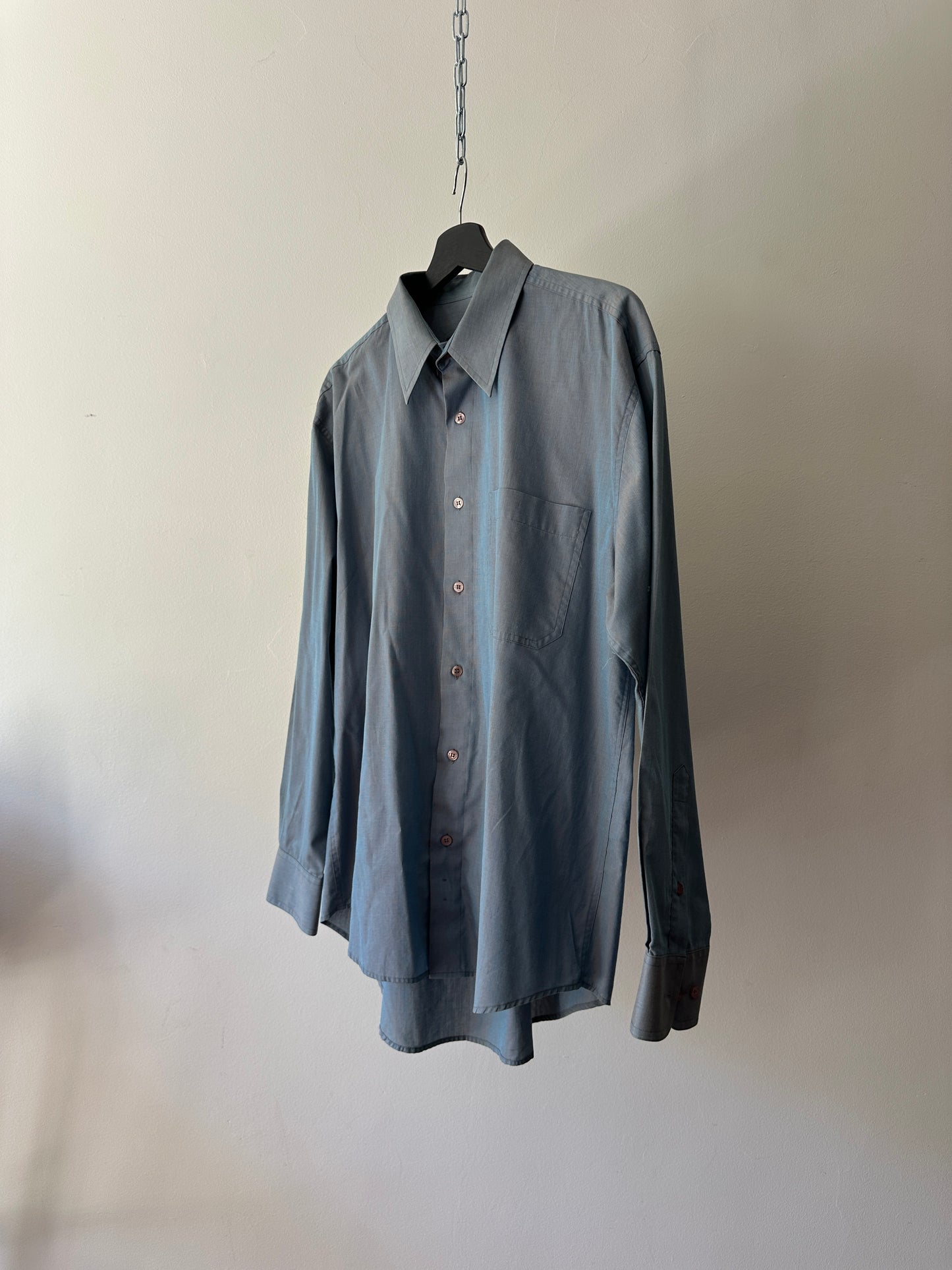 blue opaque button up