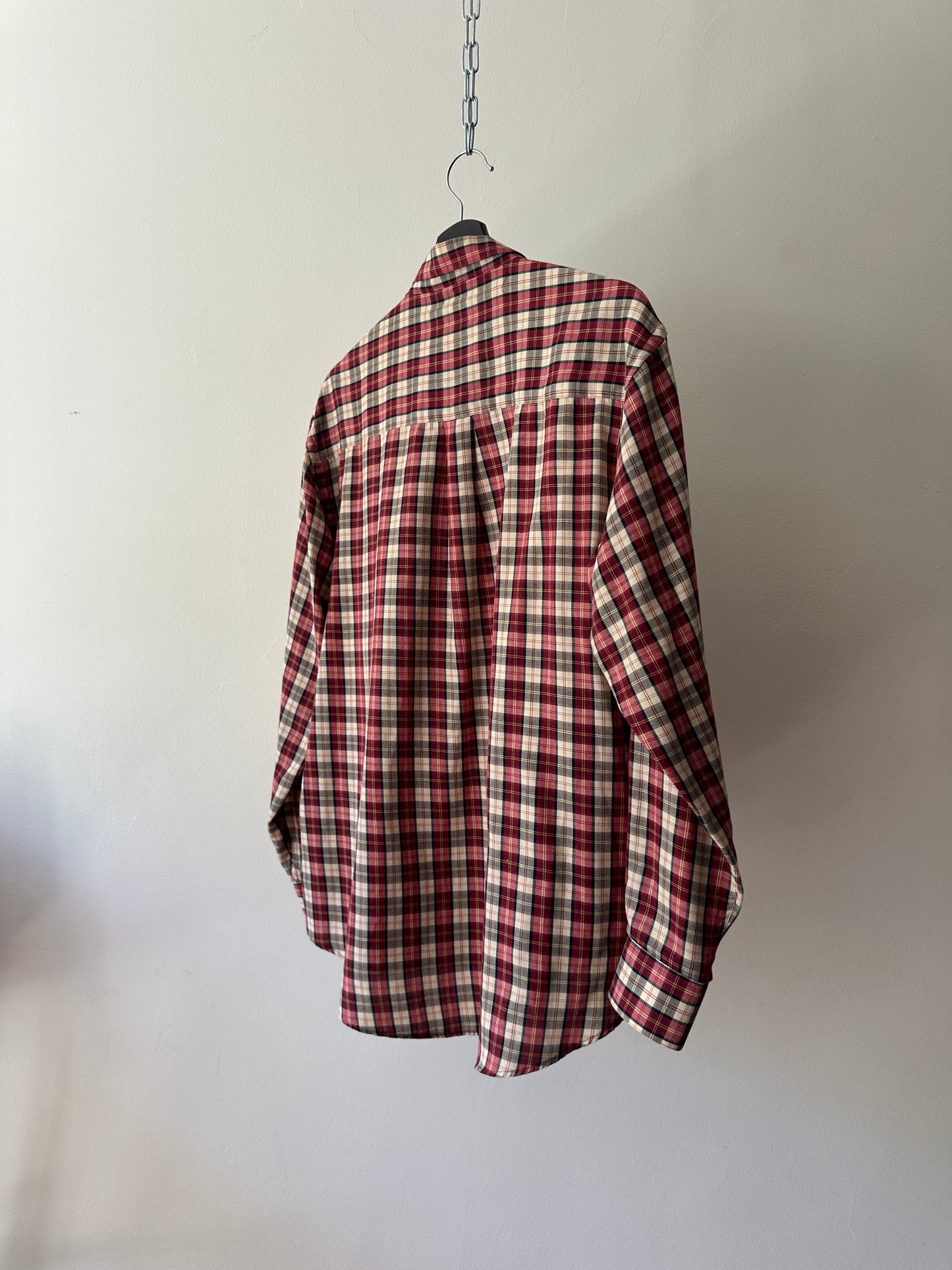 red crosshatch button up