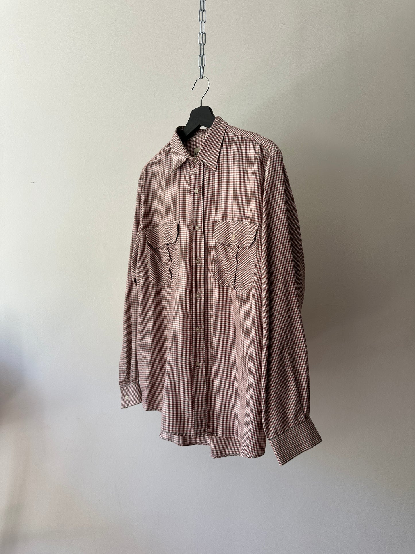 cotton red toned button up