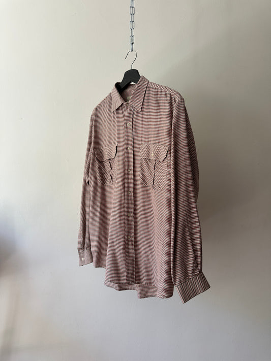 cotton red toned button up