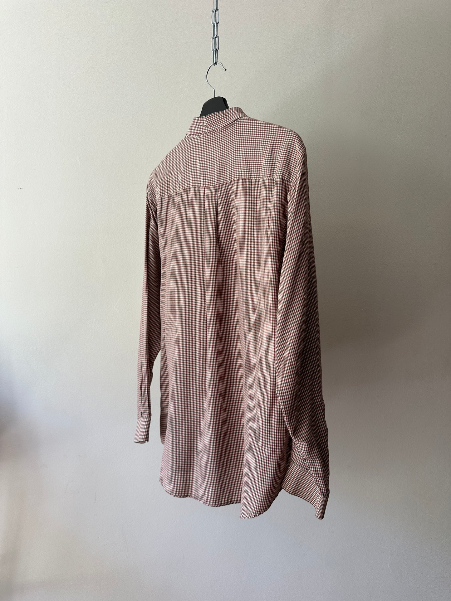 cotton red toned button up