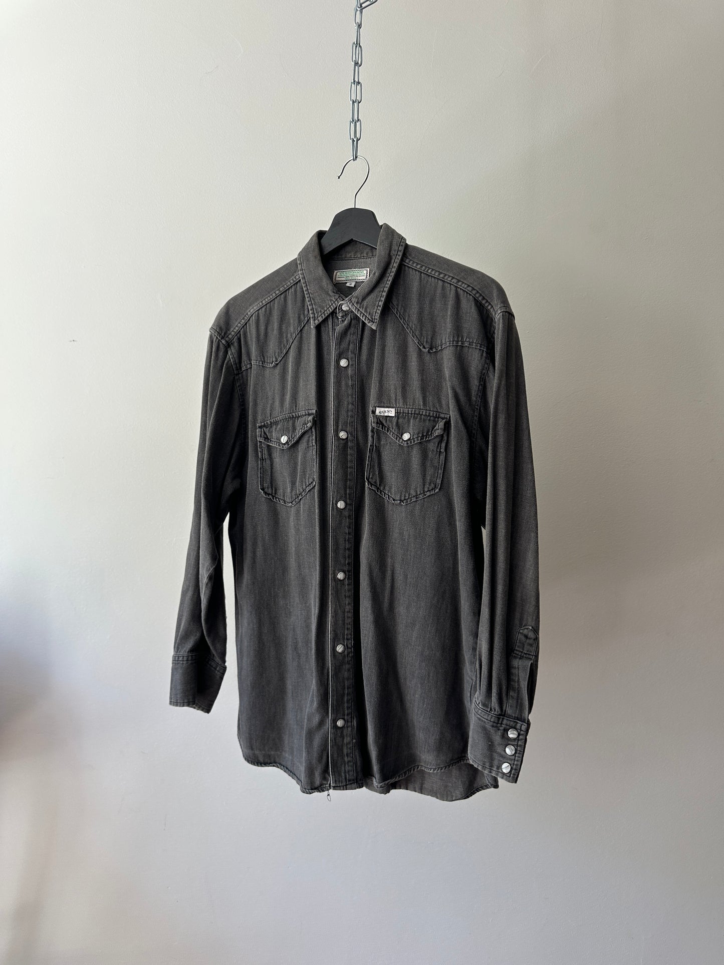 GUESS grey denim button up
