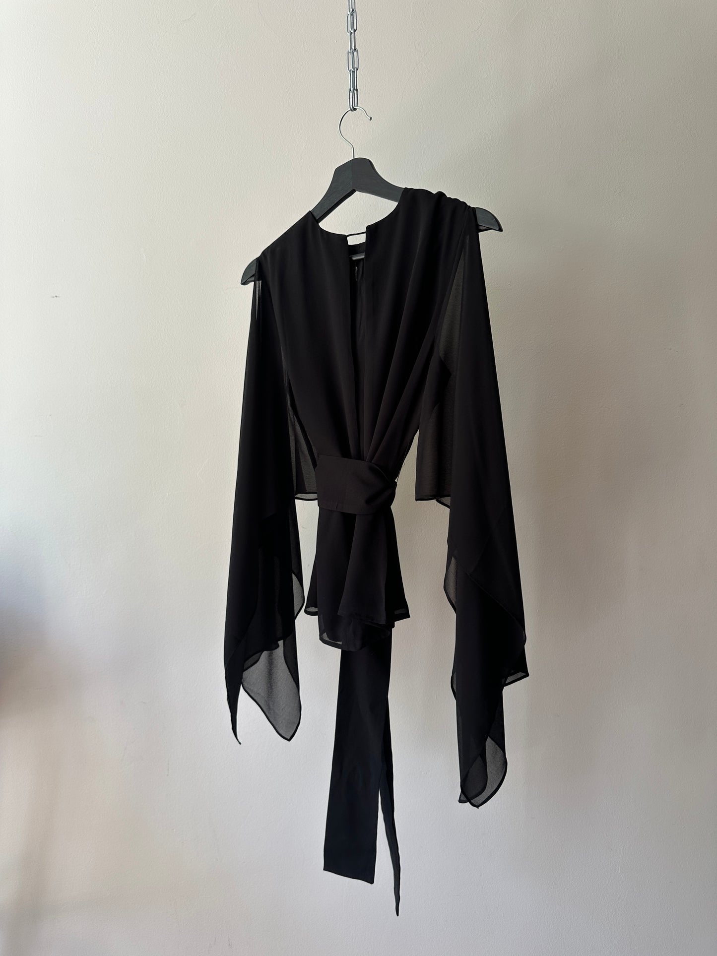 flowy sheer long sleeve blouse