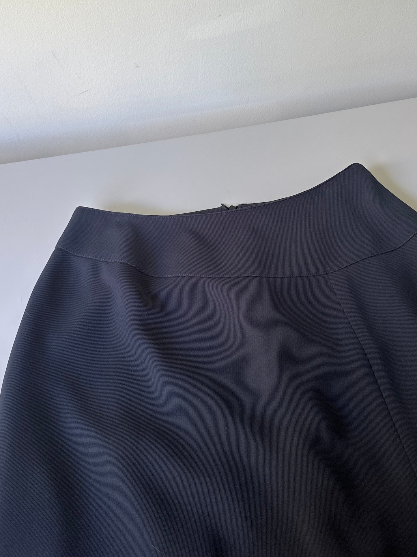 navy high waist straight skirt