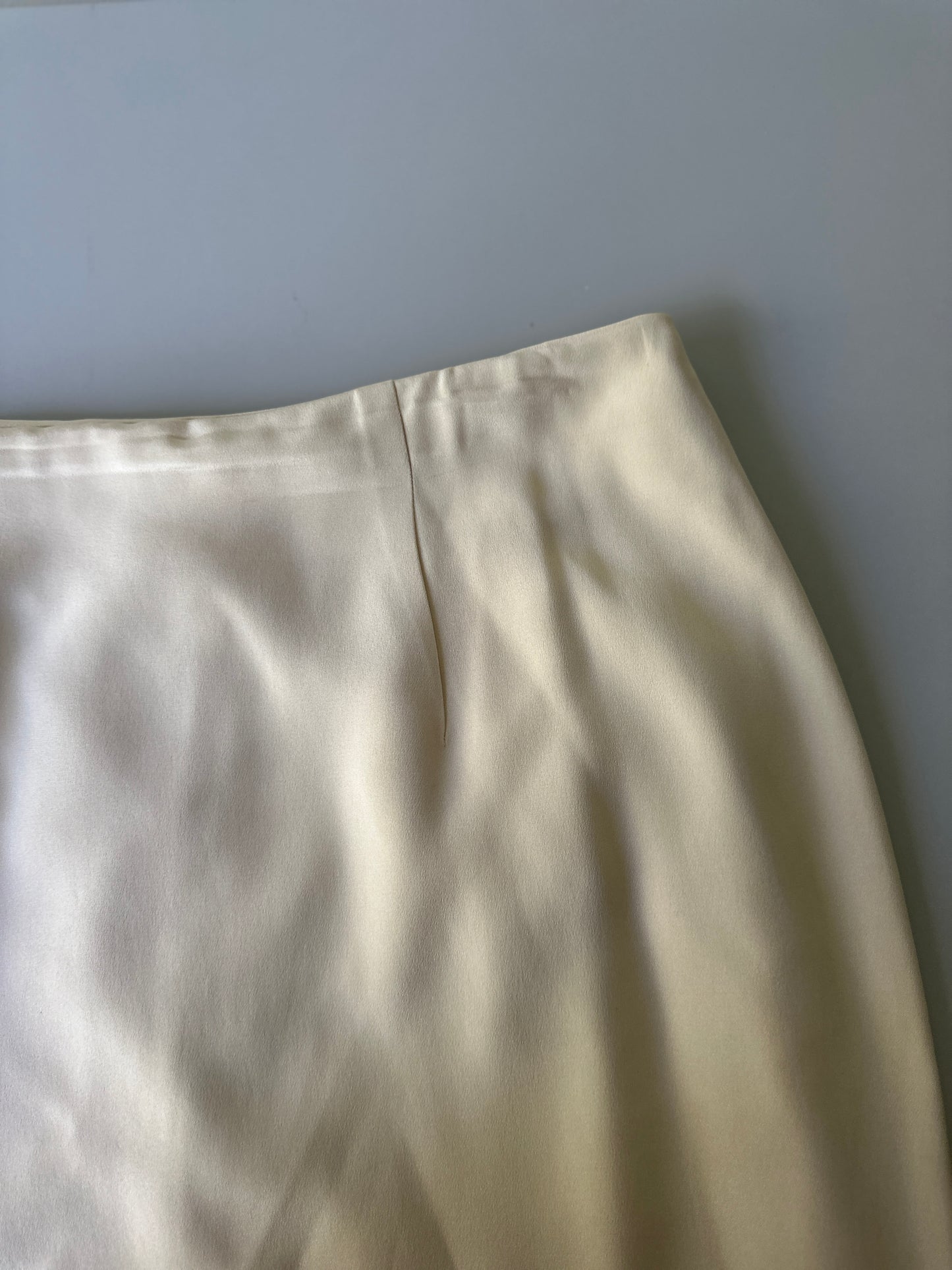 soft butter yellow silk longline skirt