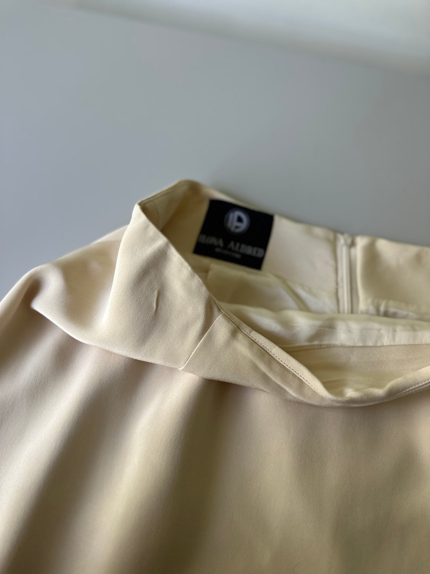 soft butter yellow silk longline skirt