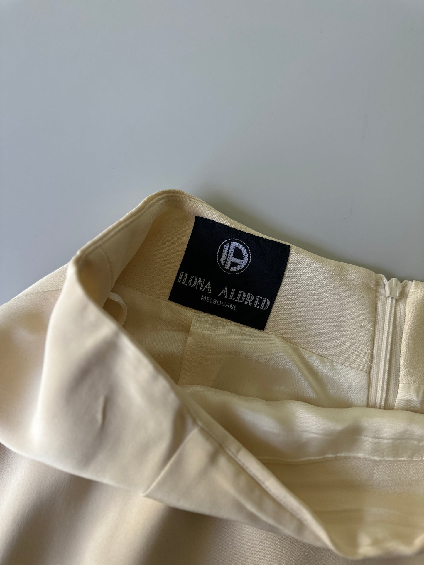 soft butter yellow silk longline skirt