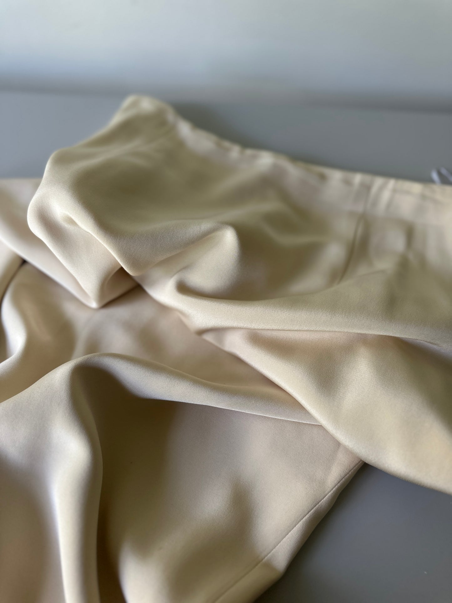 soft butter yellow silk longline skirt