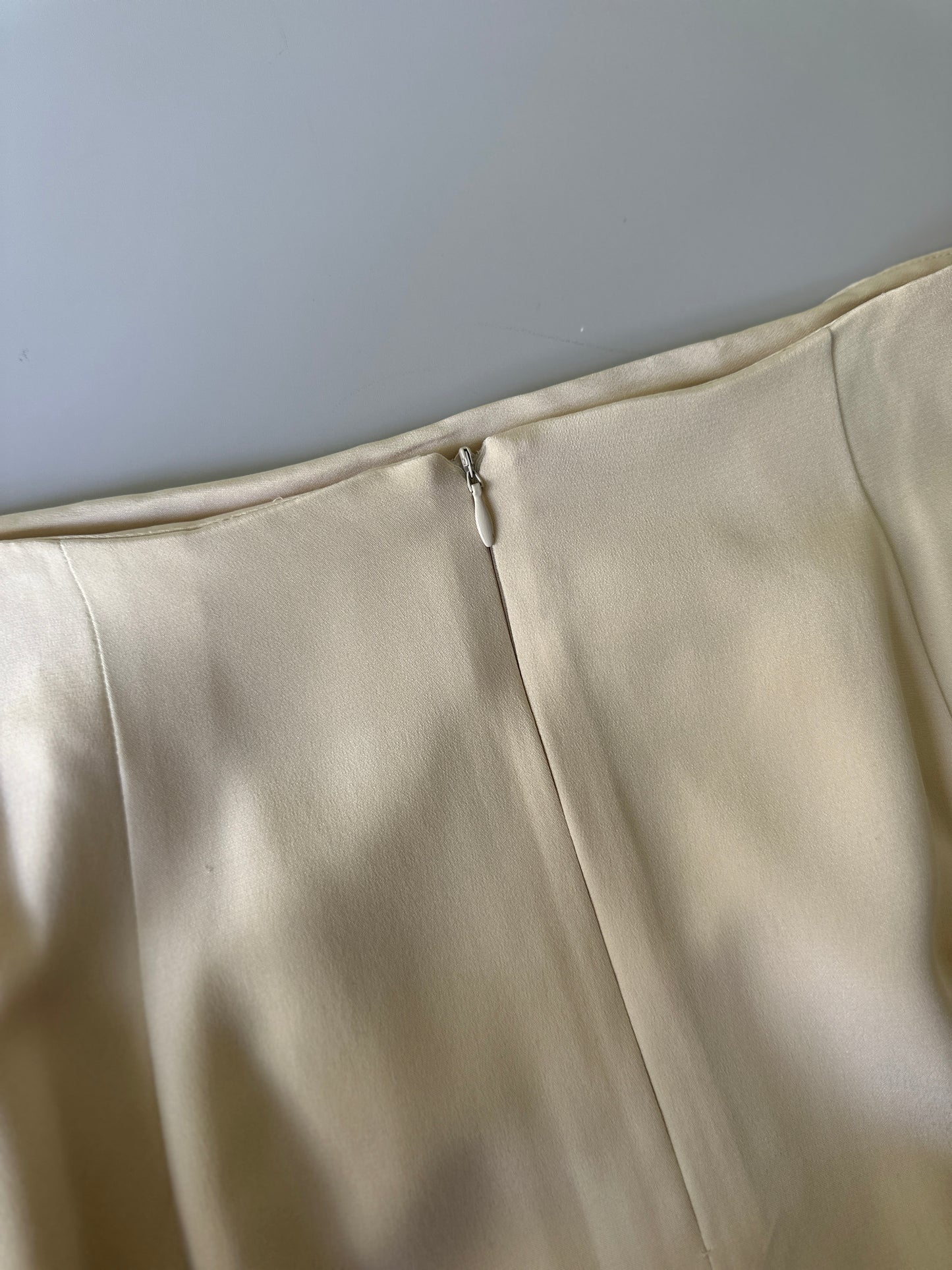 soft butter yellow silk longline skirt