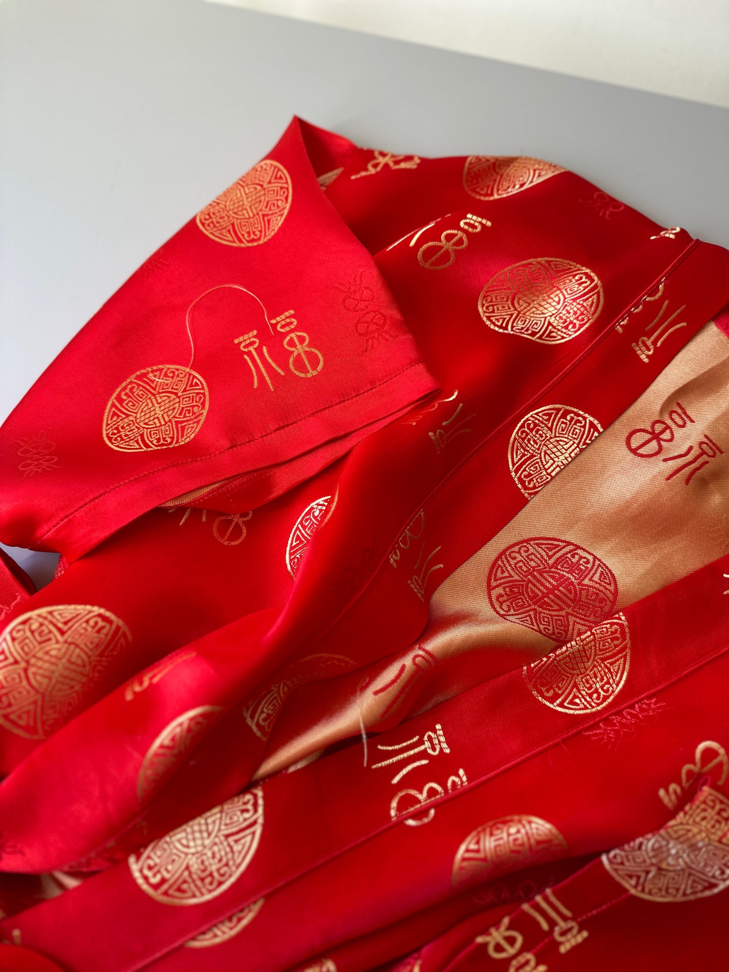 red silk dressing gown