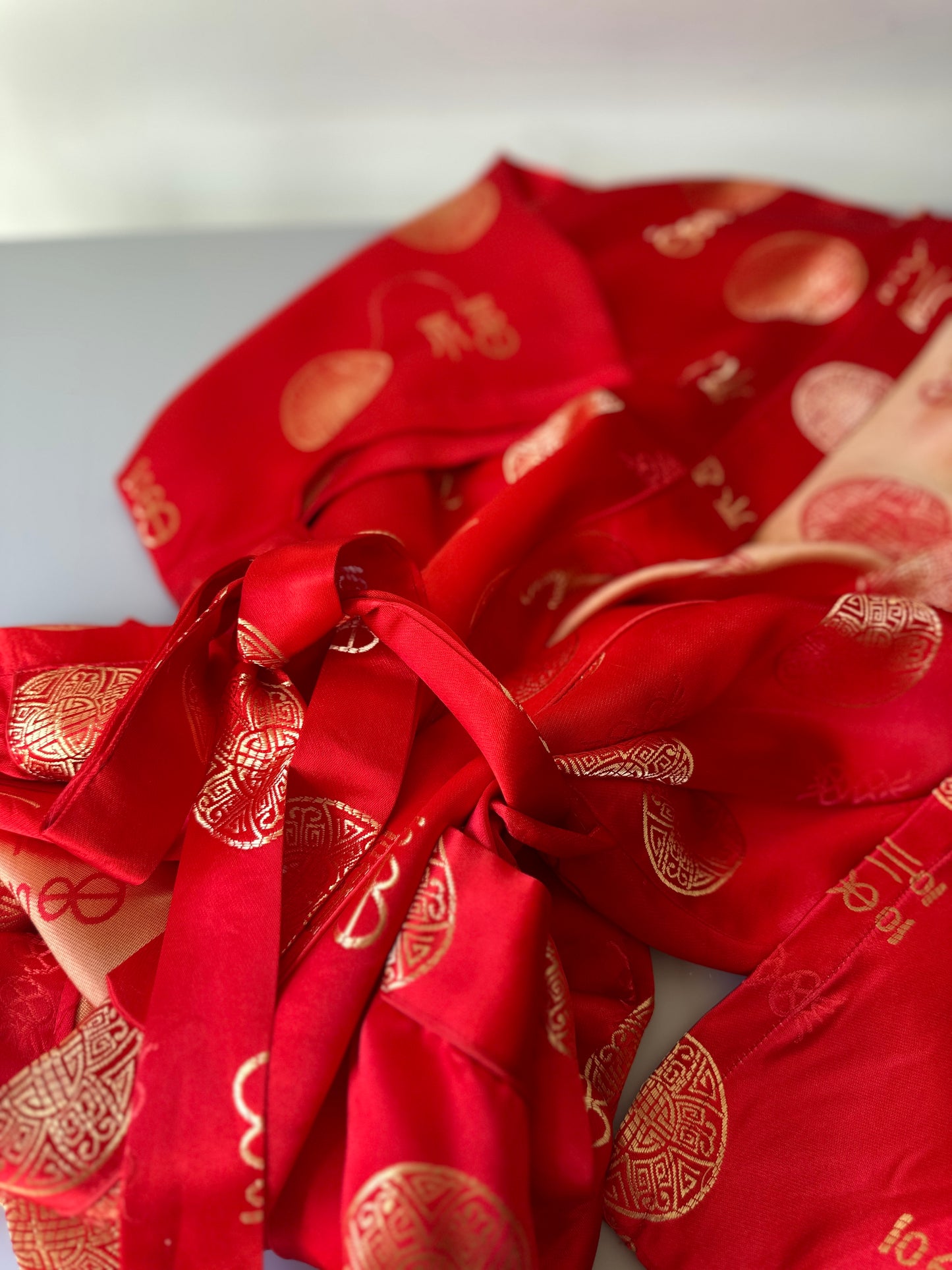 red silk dressing gown