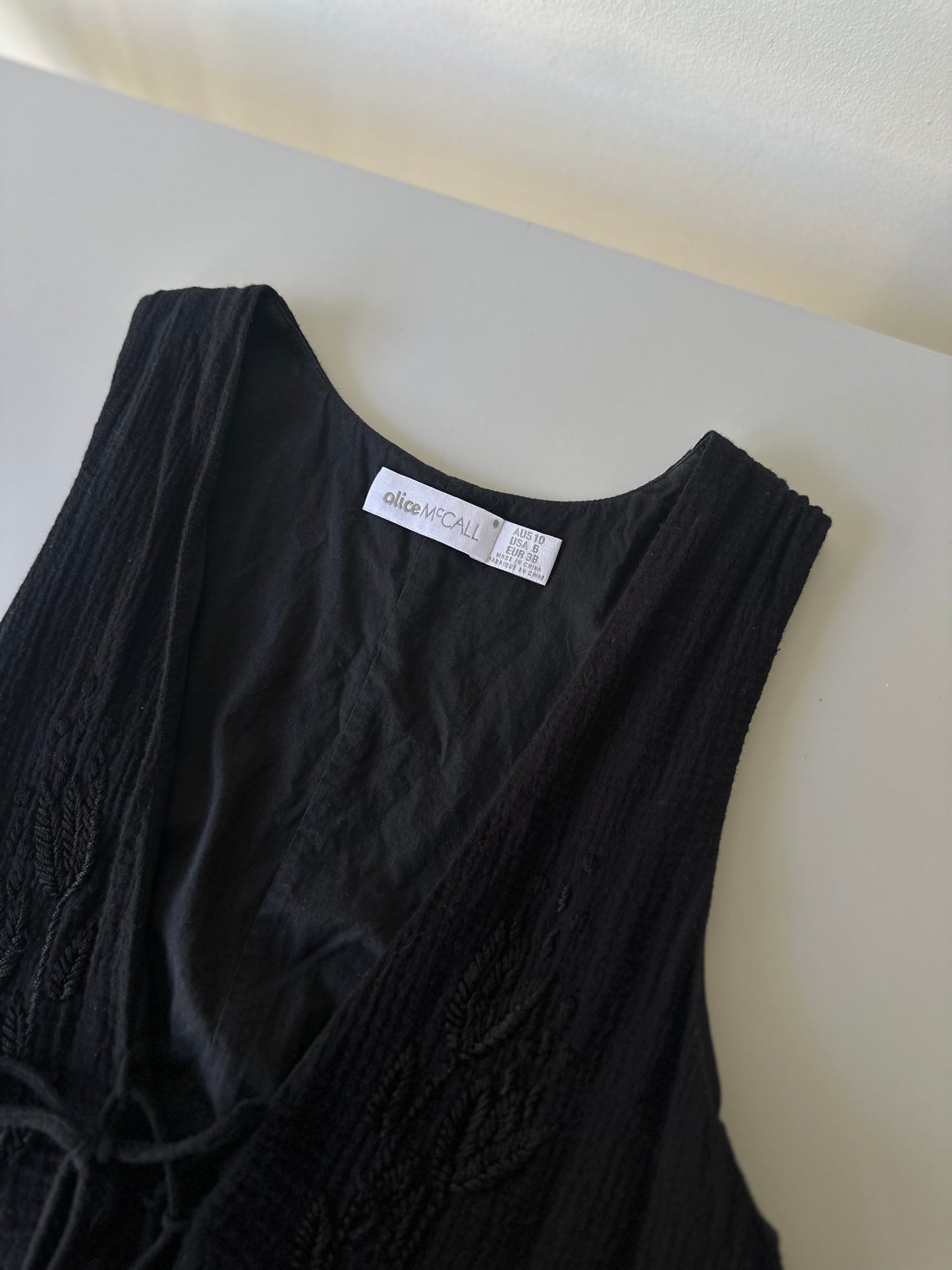 black cotton embroidered dress