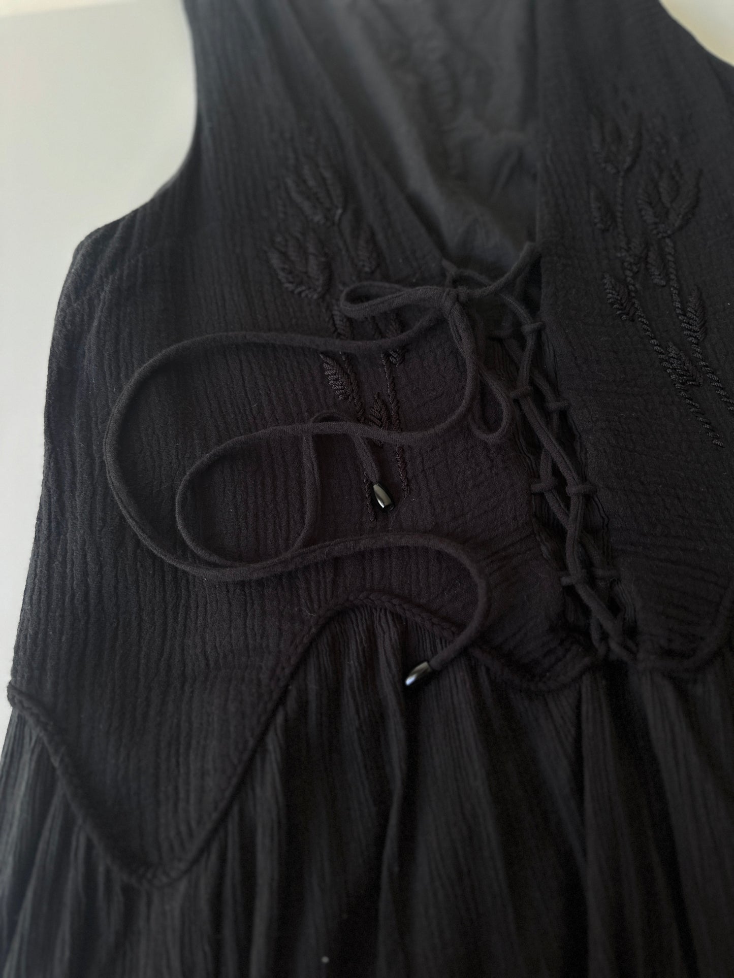 black cotton embroidered dress