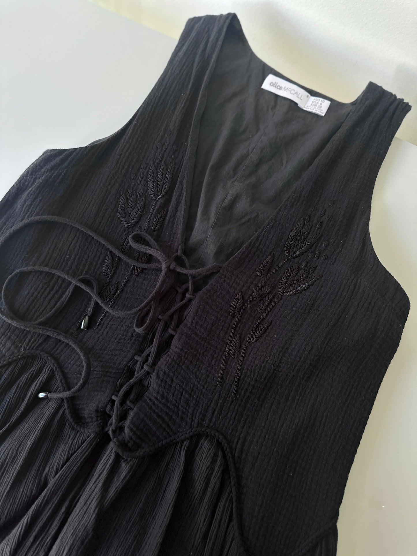 black cotton embroidered dress