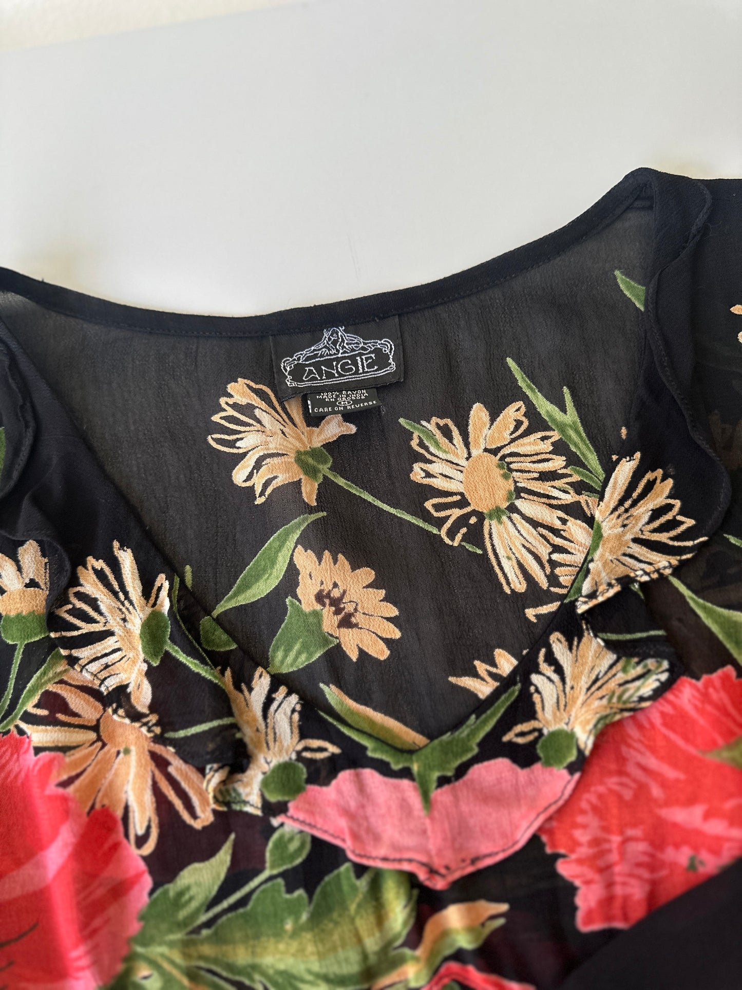 sheer floral beaded blouse