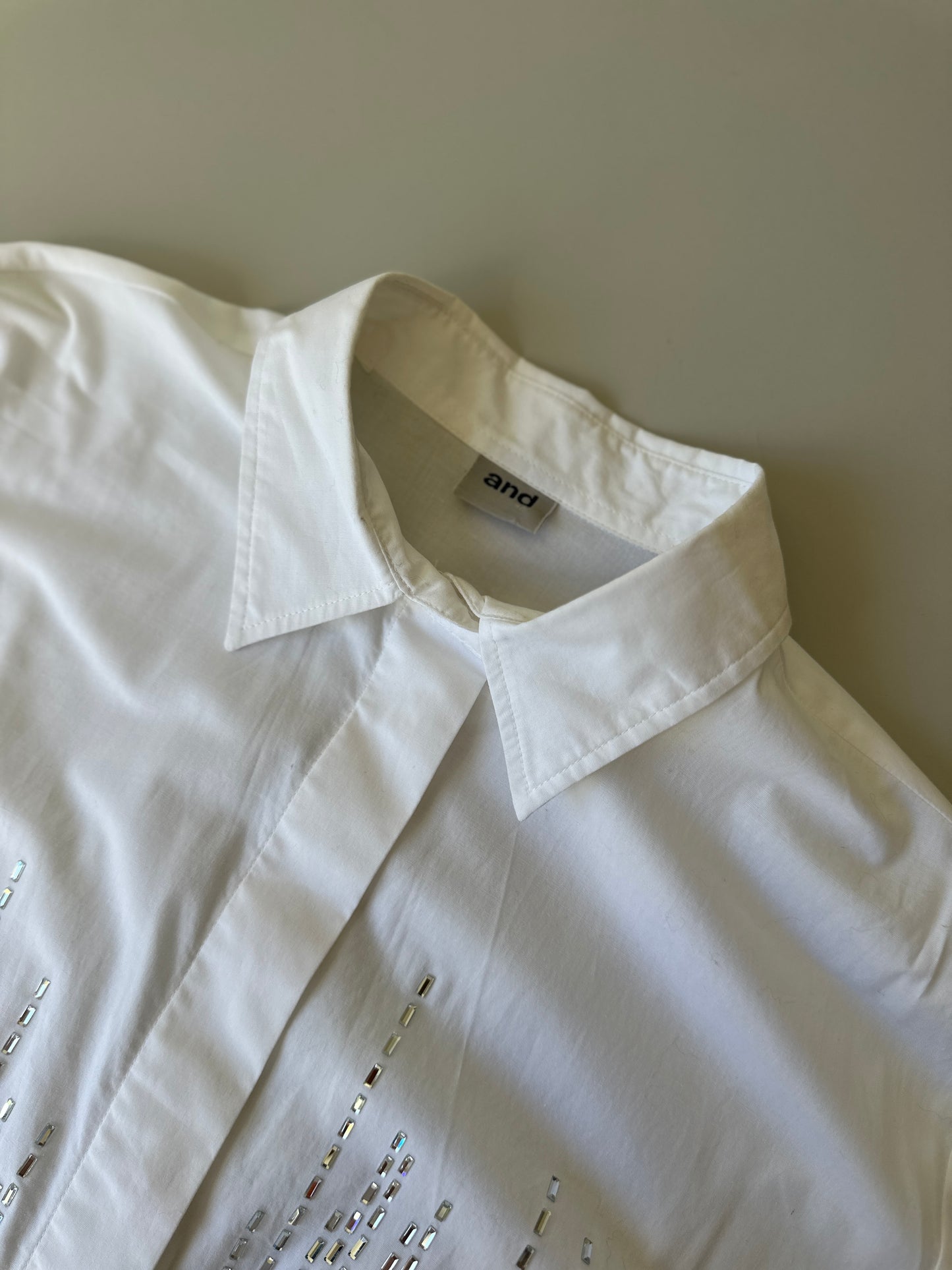 mirror diamanté white collared blouse
