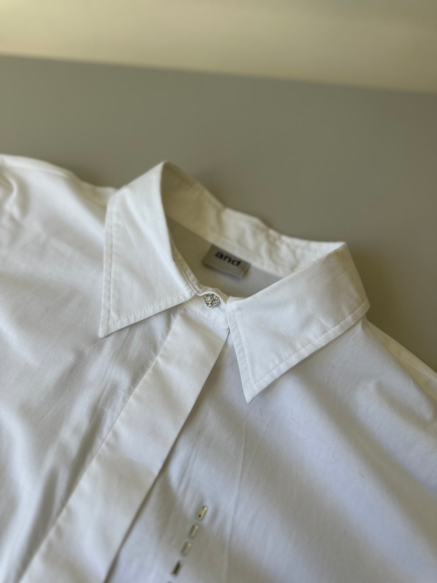 mirror diamanté white collared blouse