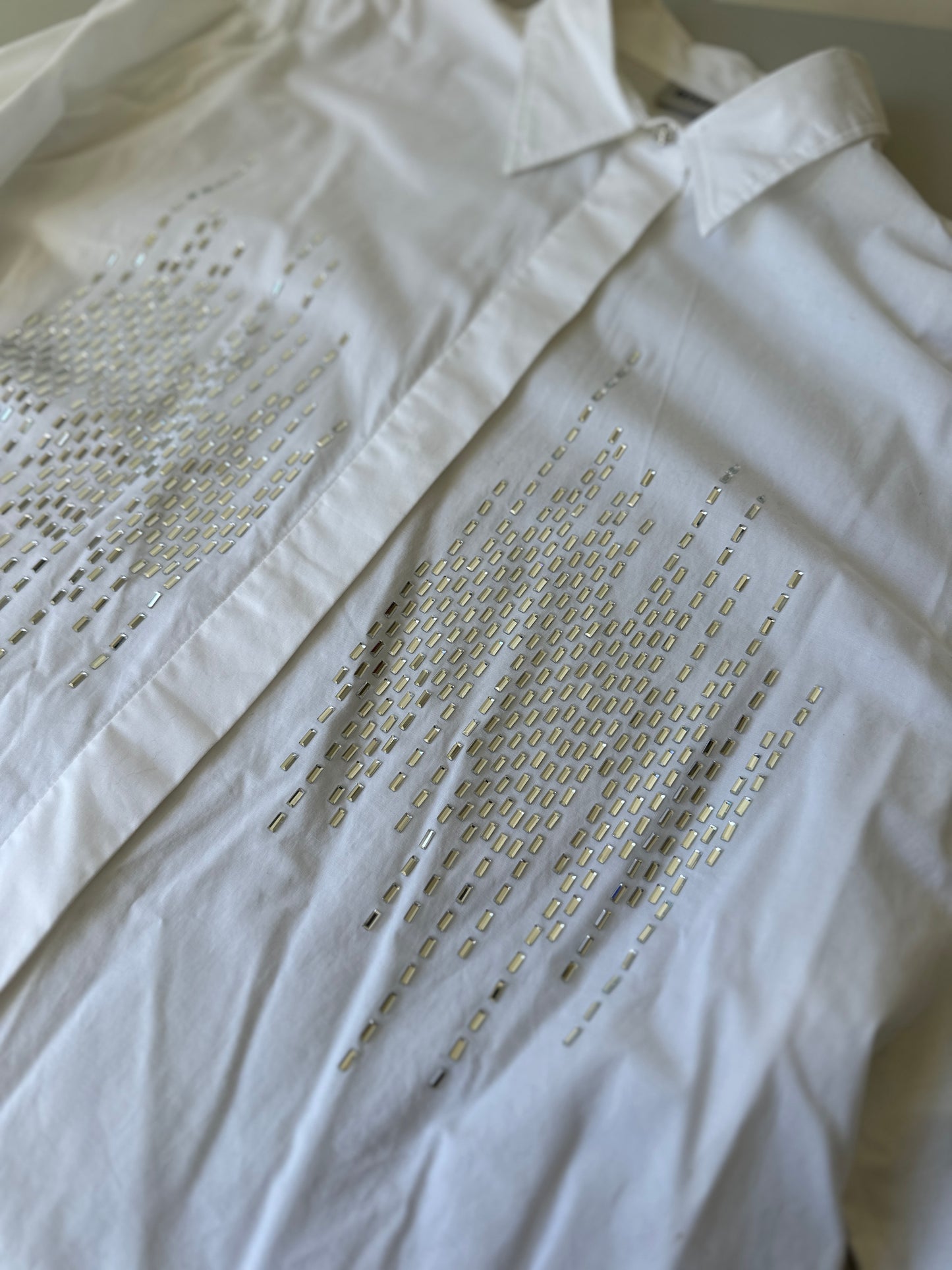 mirror diamanté white collared blouse