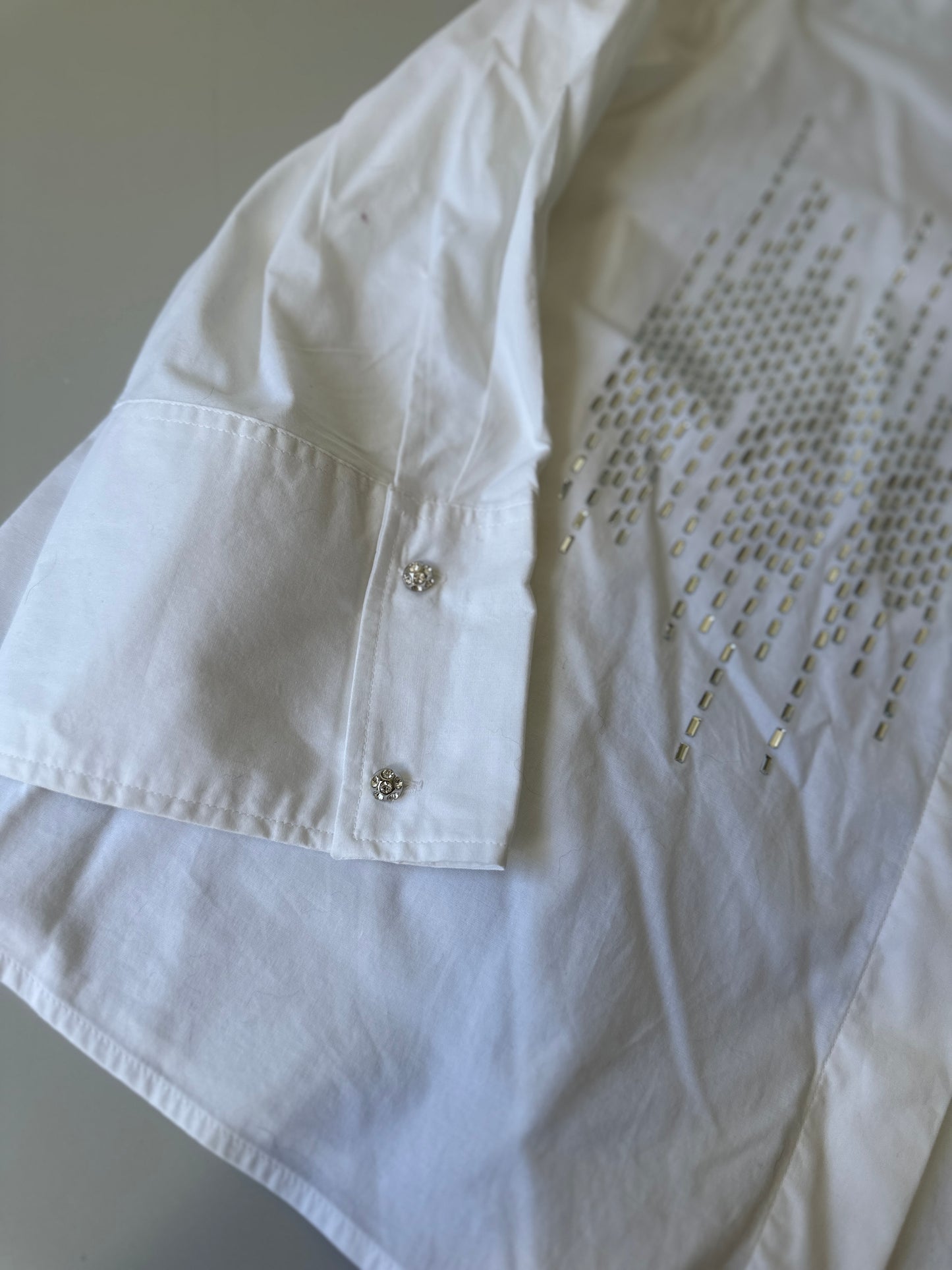 mirror diamanté white collared blouse