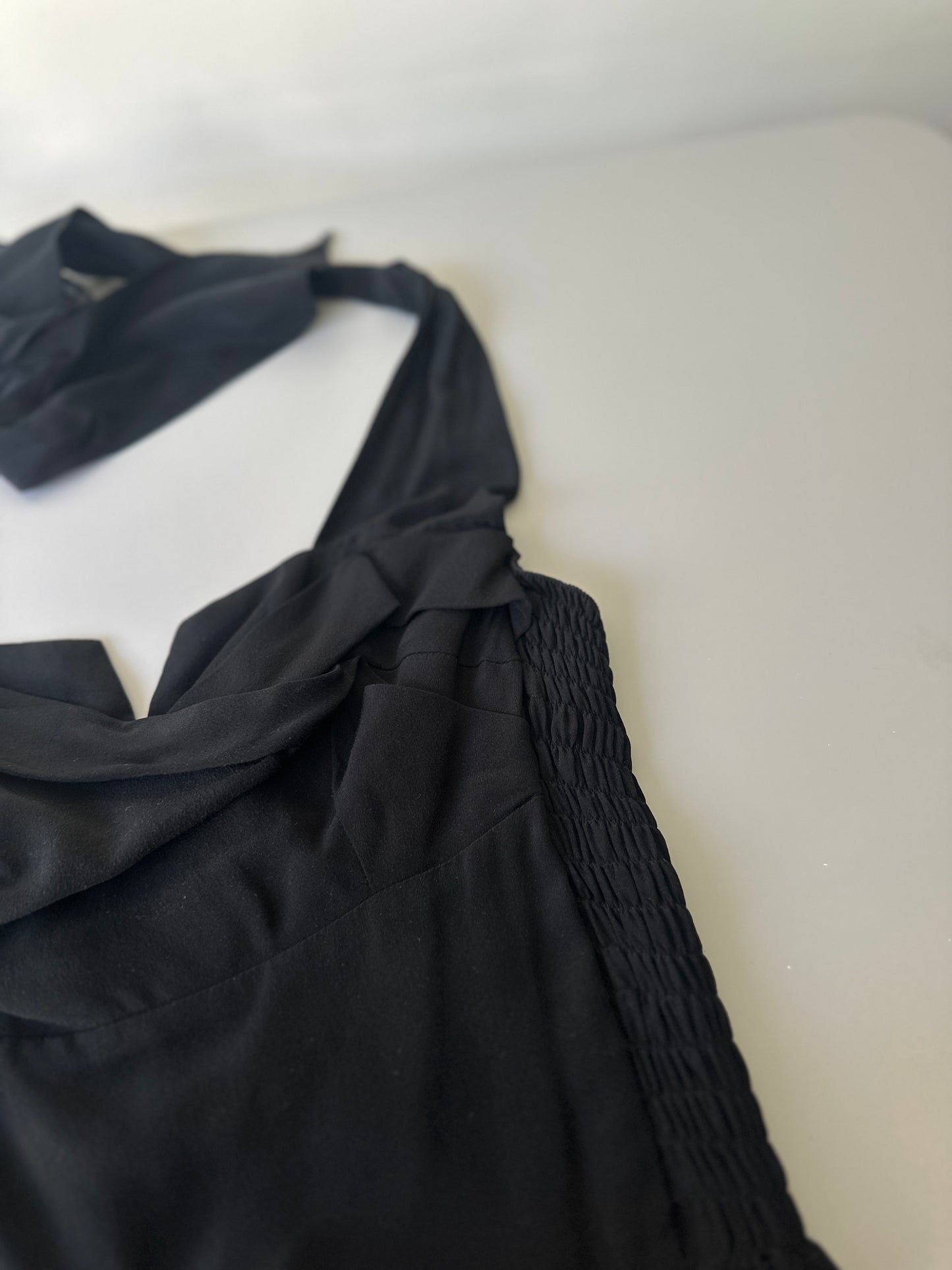silk sweetheart halter neck LBD