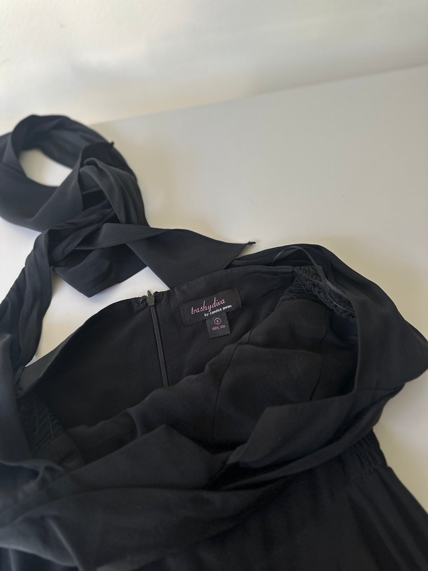 silk sweetheart halter neck LBD