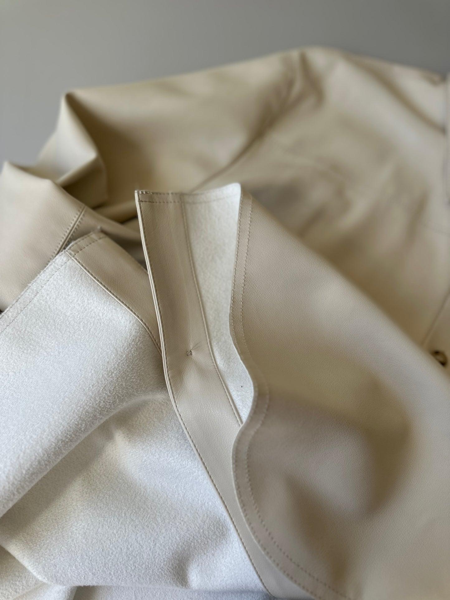 cream faux leather button up