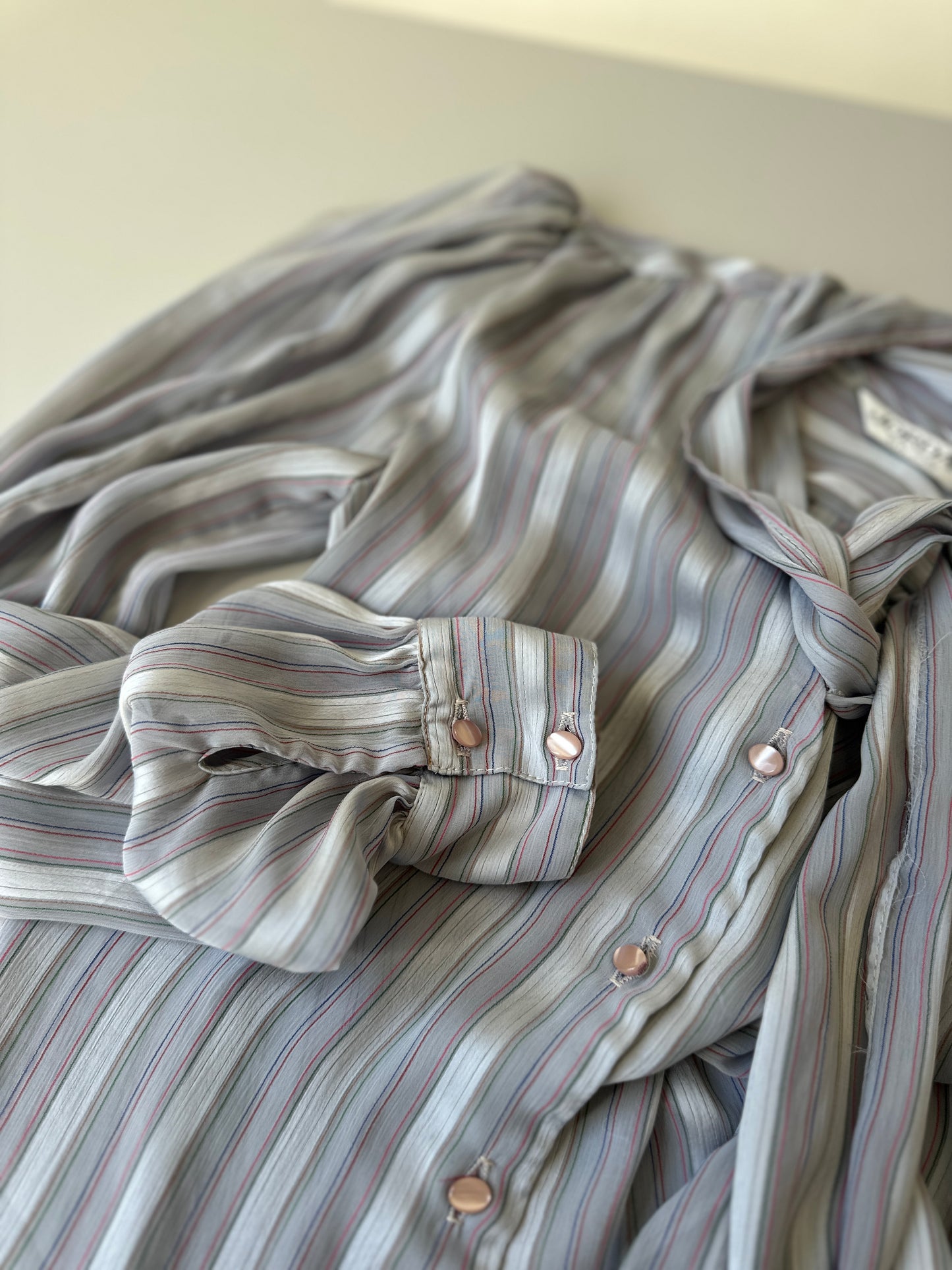 sheer multicoloured pinstripe blouse